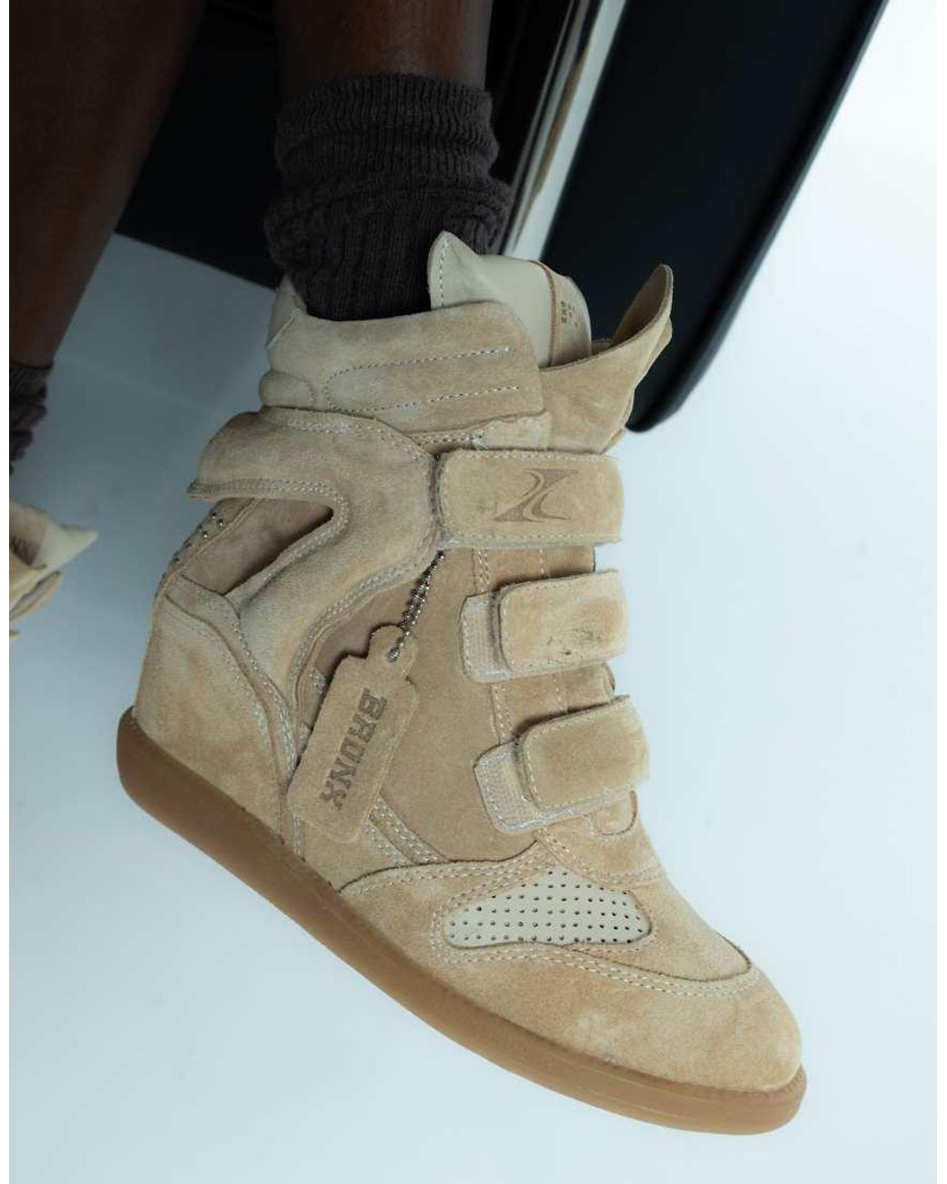 Bronx Natural Jae-yy Suede Wedge Trainers