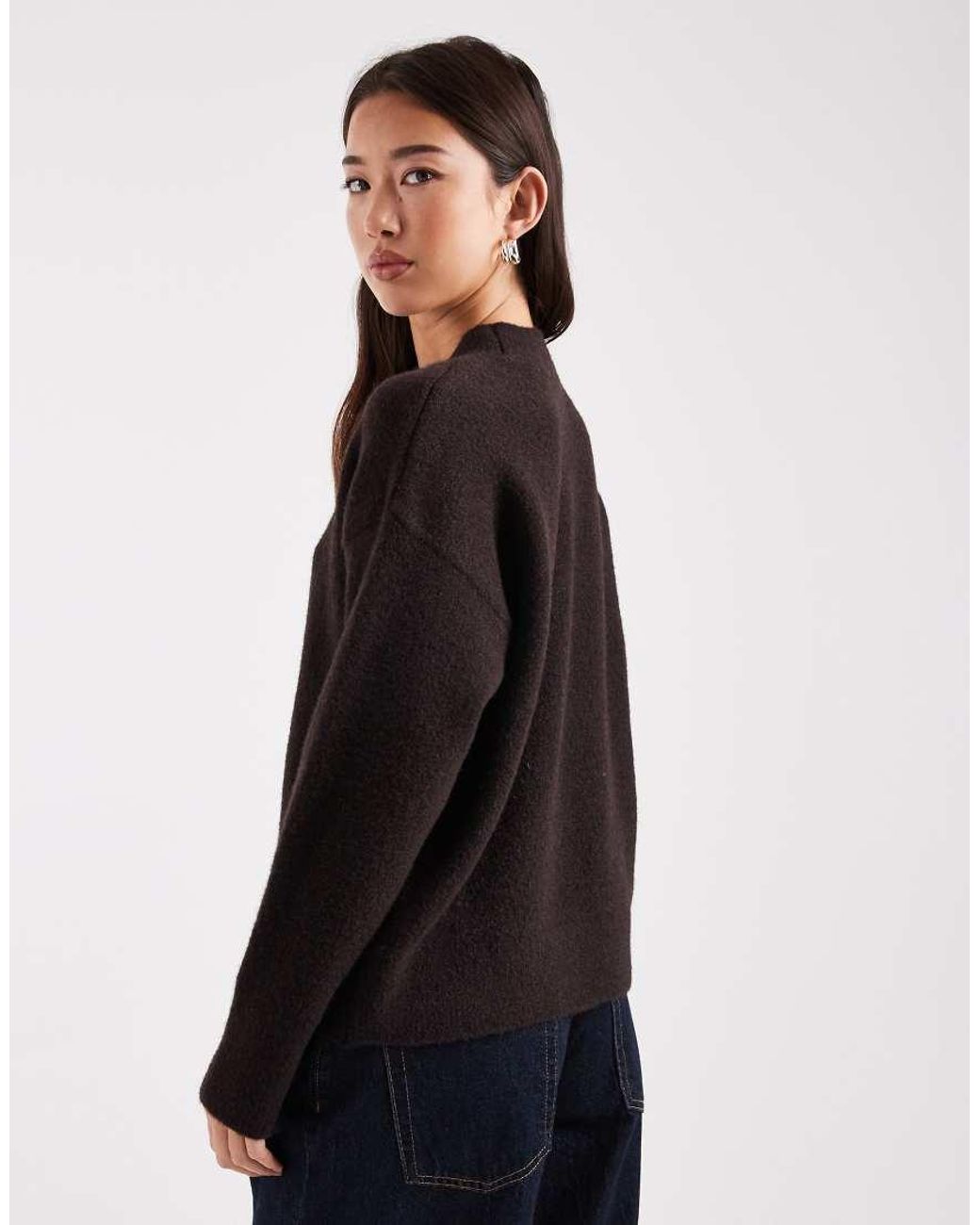 ASOS Black Fluffy High Crew Neck Jumper