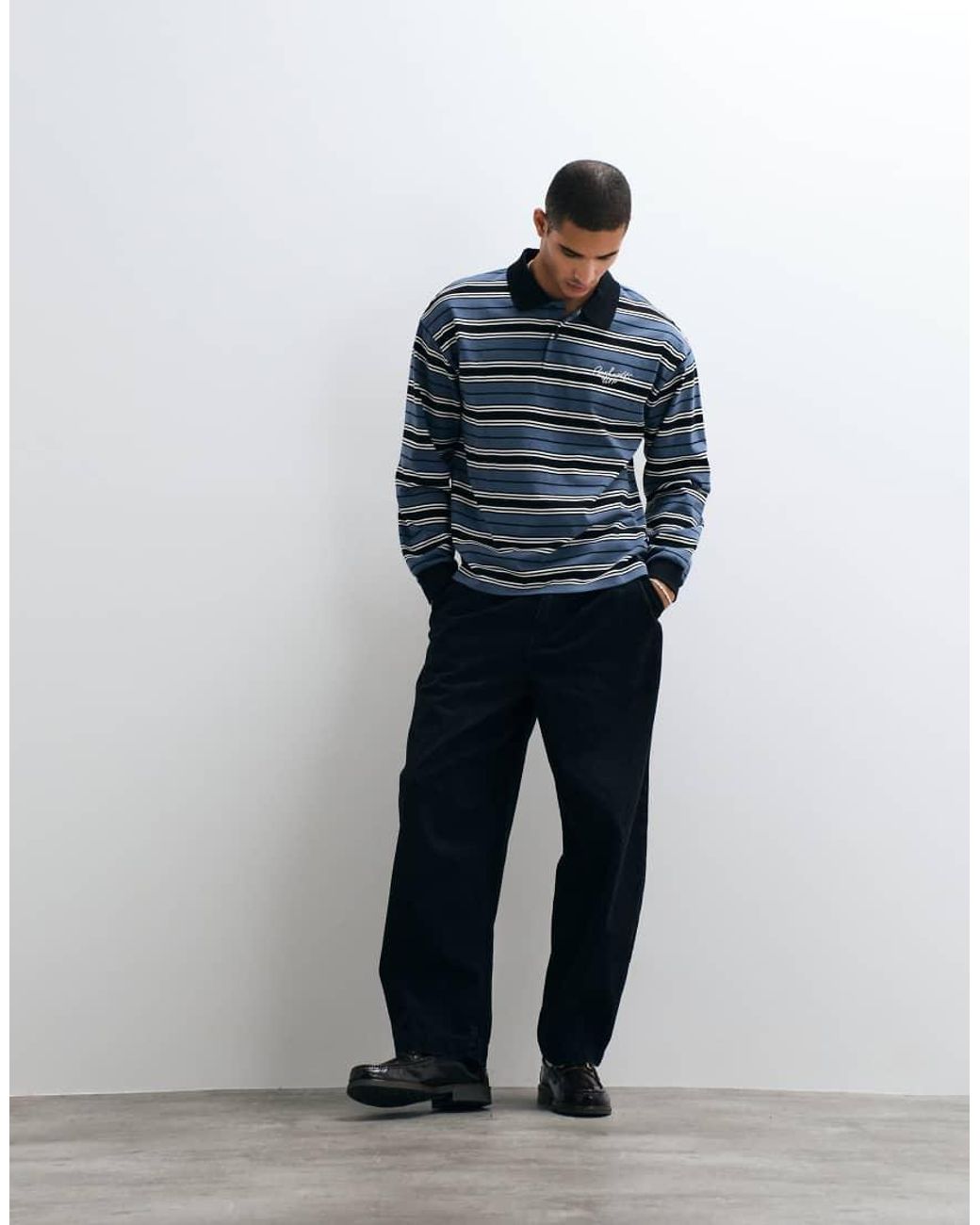 Carhartt Blue Devitt Long Sleeve Rugby Shirt for men