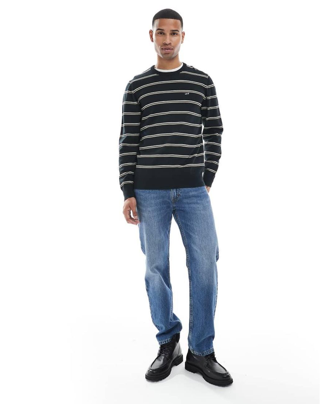 Levi's Blue Lightweight Batwing Logo Stripe Knit Sweater for men