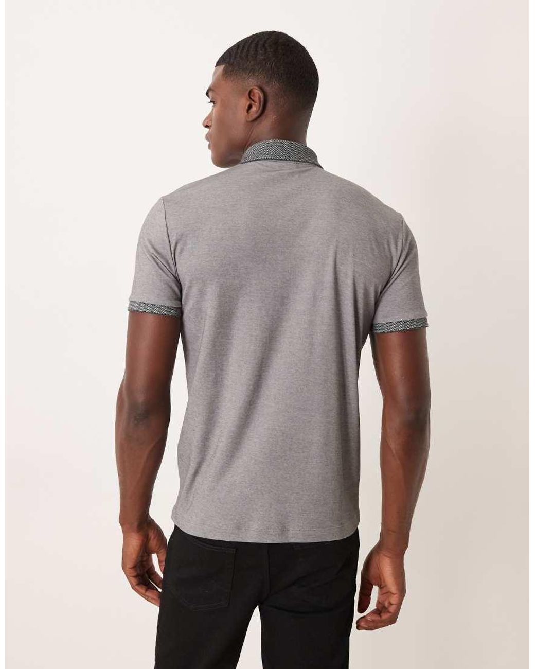 SELECTED Gray Zip Polo Shirt for men
