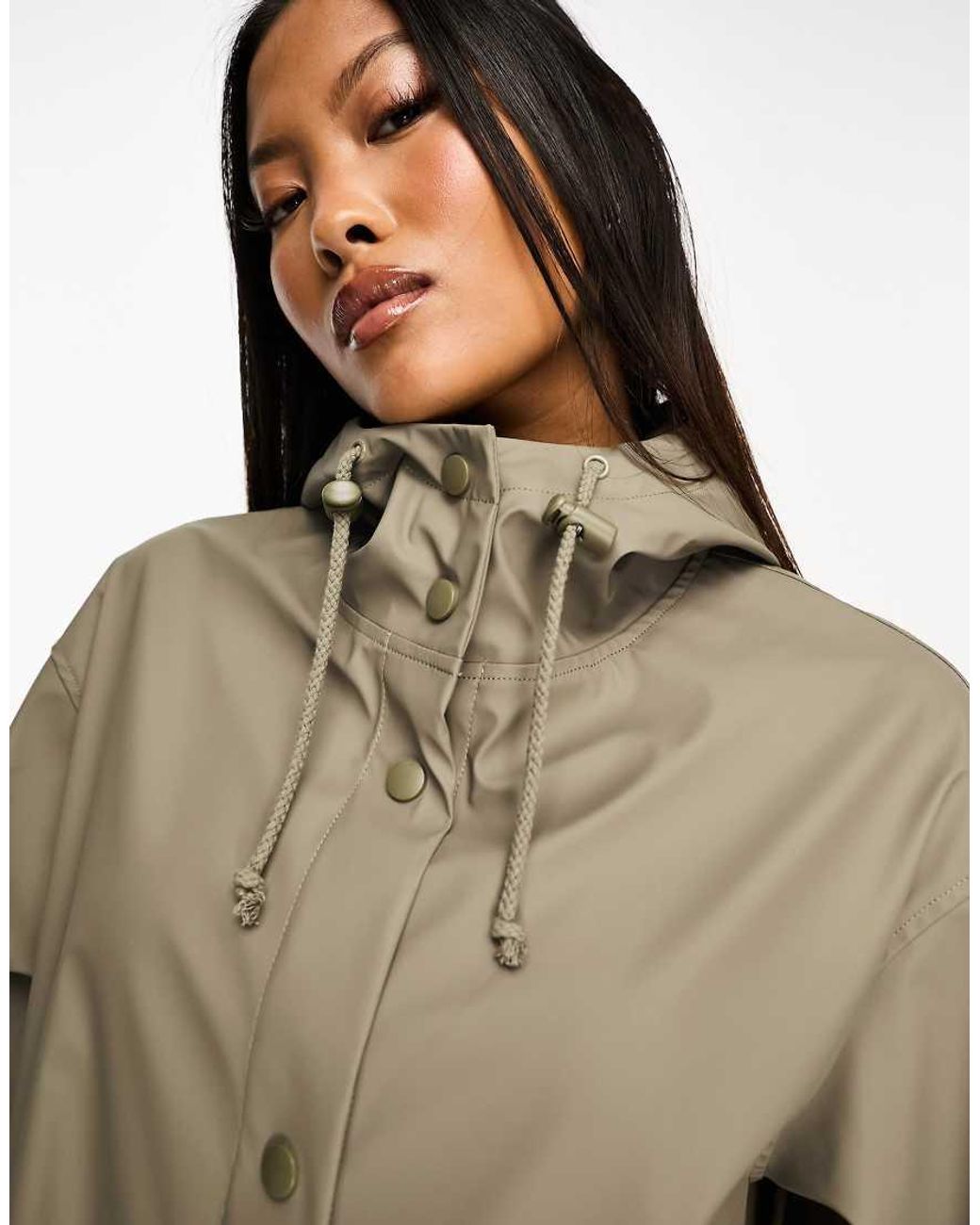 ASOS White Asos Design Petite Rubberised Rain Parka Coat