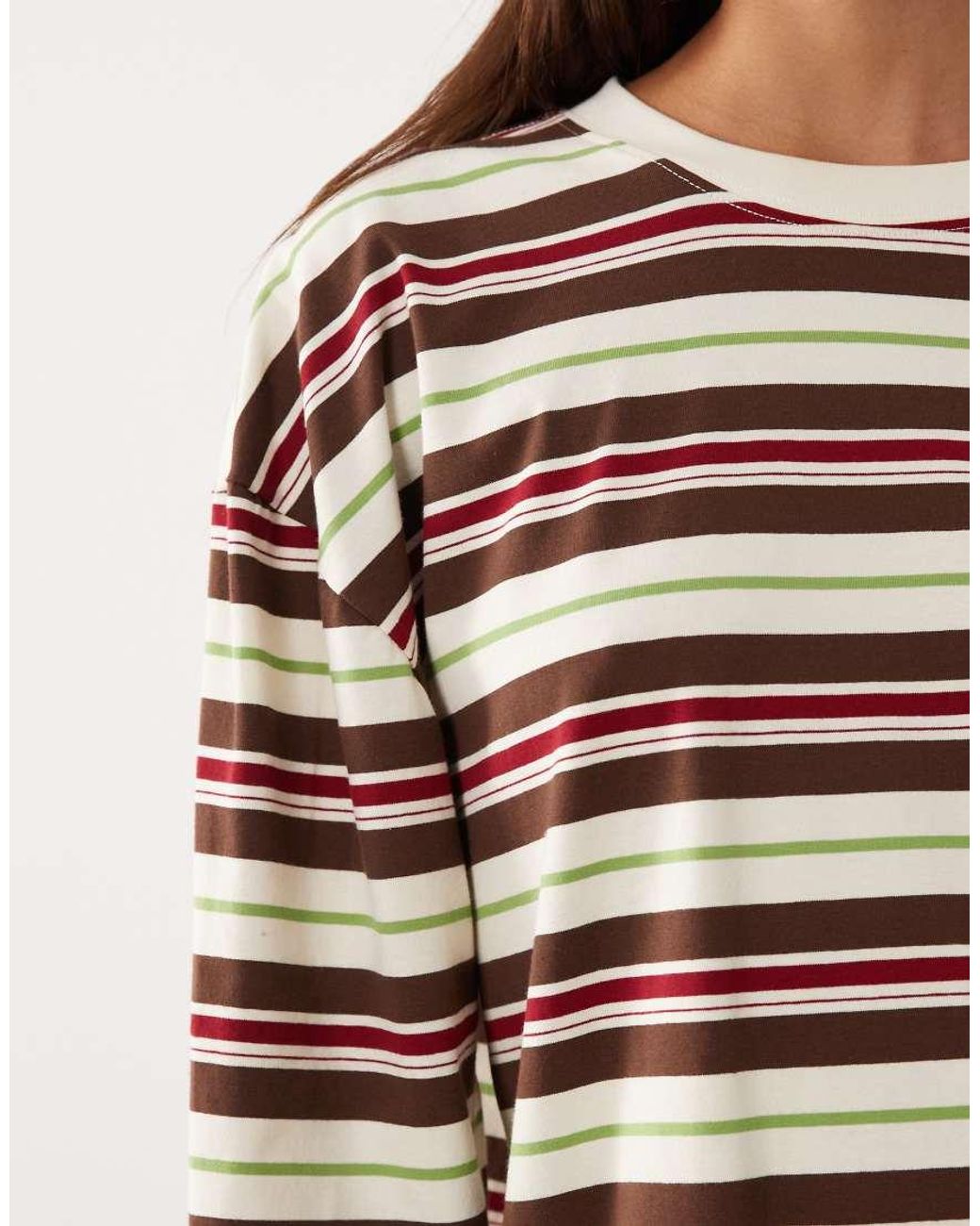 BRONZE SNAKE Natural Tim Stripe Long Sleeve Top