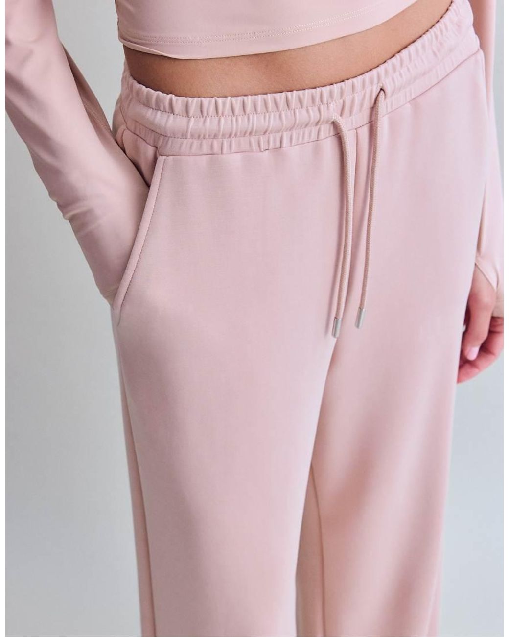 Stradivarius Pink Soft-Touch Palazzo Trousers