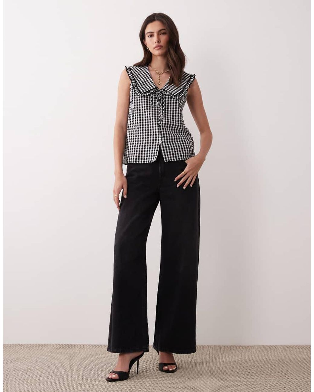 Nobody's Child Black Blair Blouse With Ruffle Trim Collar