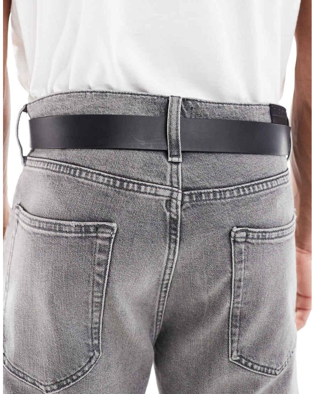 Levi's Gray Free Leather Logo Buckle Belt for men