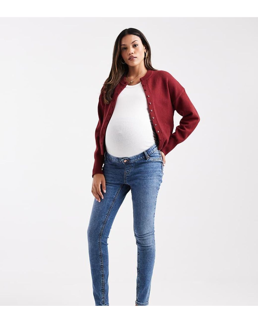Vaqueros De Corte Pitillo Ultimate De Asos Design Maternity ASOS de color Blue