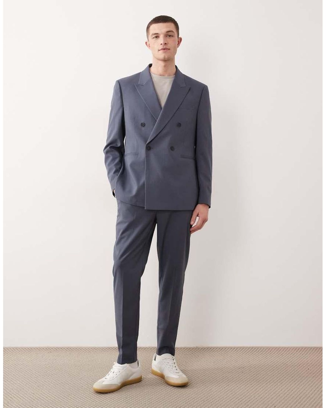 ASOS Blue Double Breasted Regular Suit Jacket for men