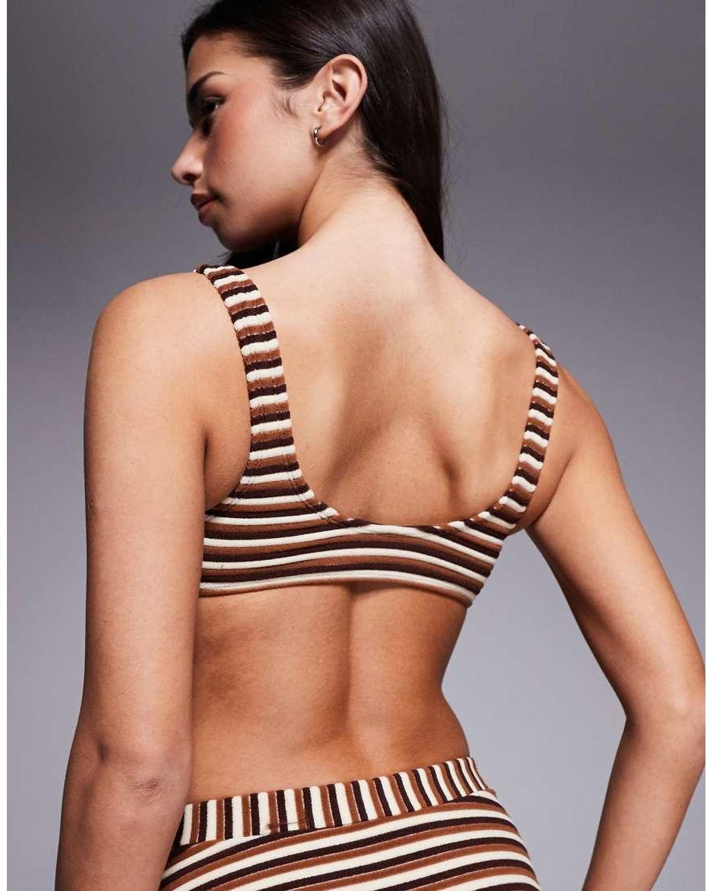 ASOS Brown Tori Towelling Seville Plunge Bikini Top