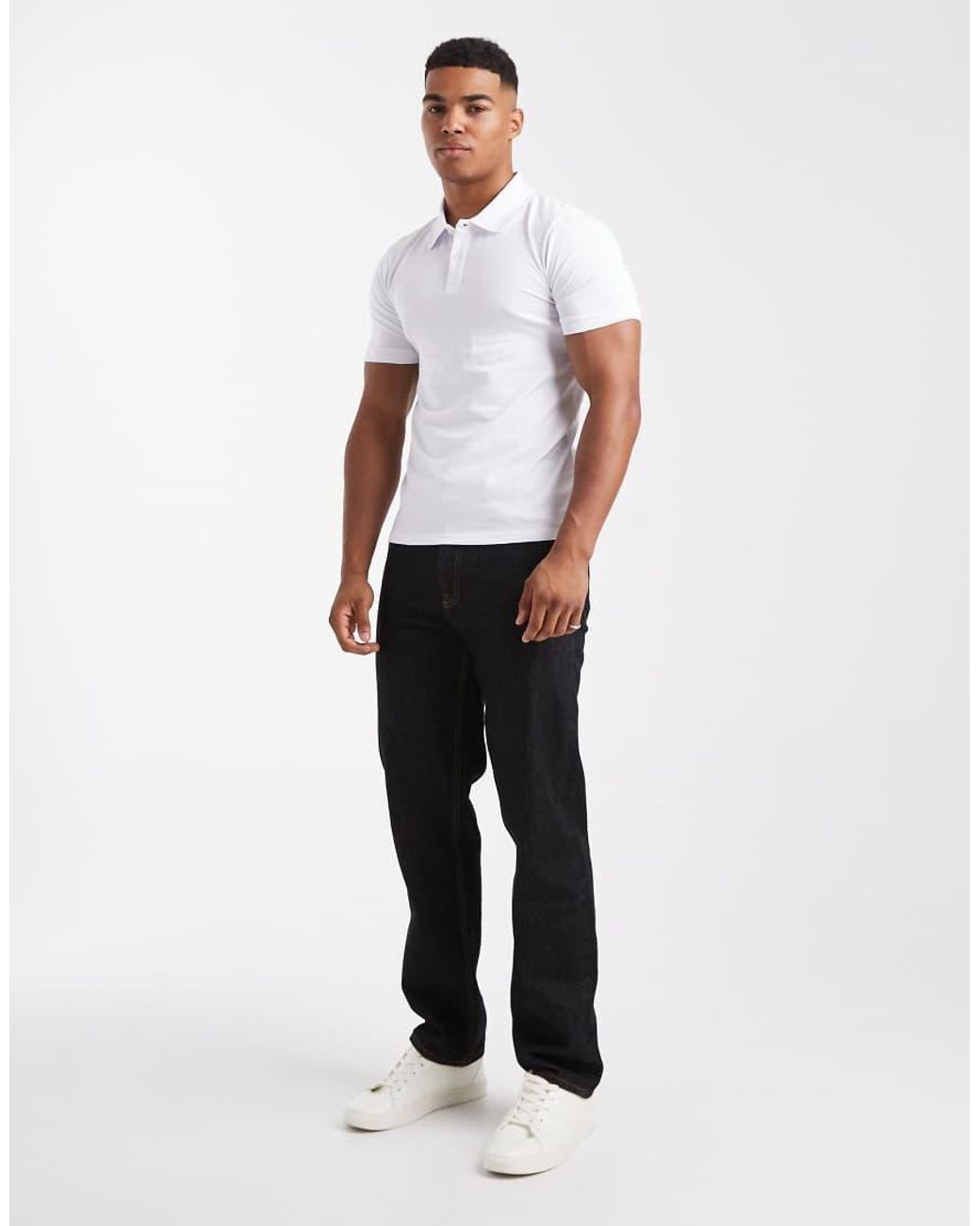 Polo Básico Ajustado De ASOS de hombre de color White