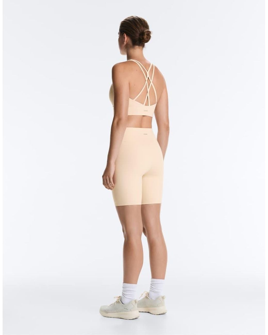 Oysho Natural Medium-support Comfortlux Sports Bra With Cups