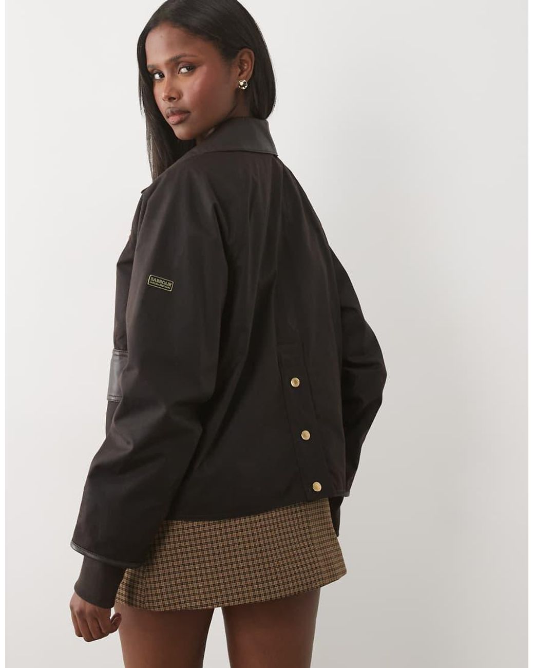 Barbour Brown Donnington Wax Jacket With Pu Detail