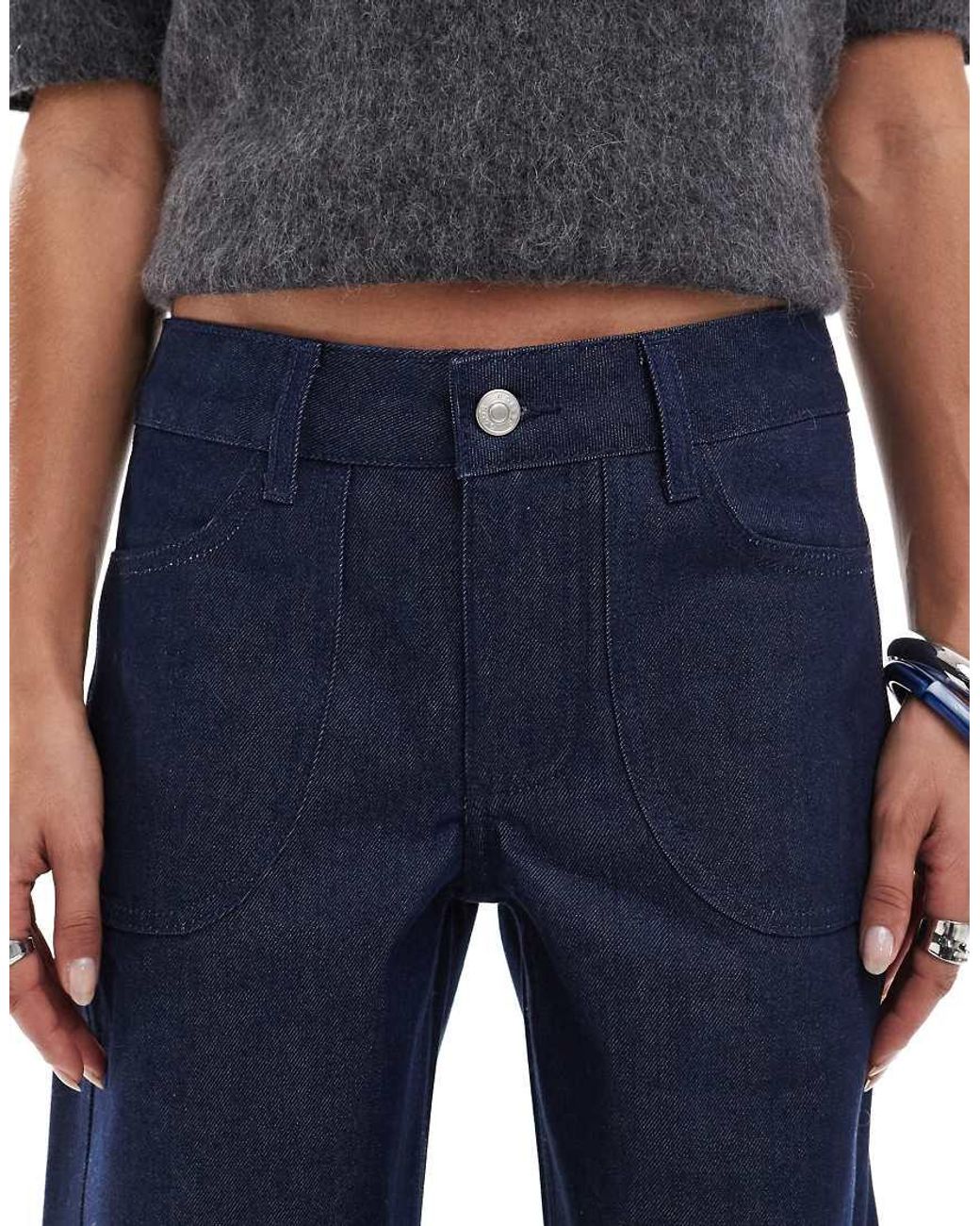 ASOS Blue Denim Low Waist Cargo Jeans