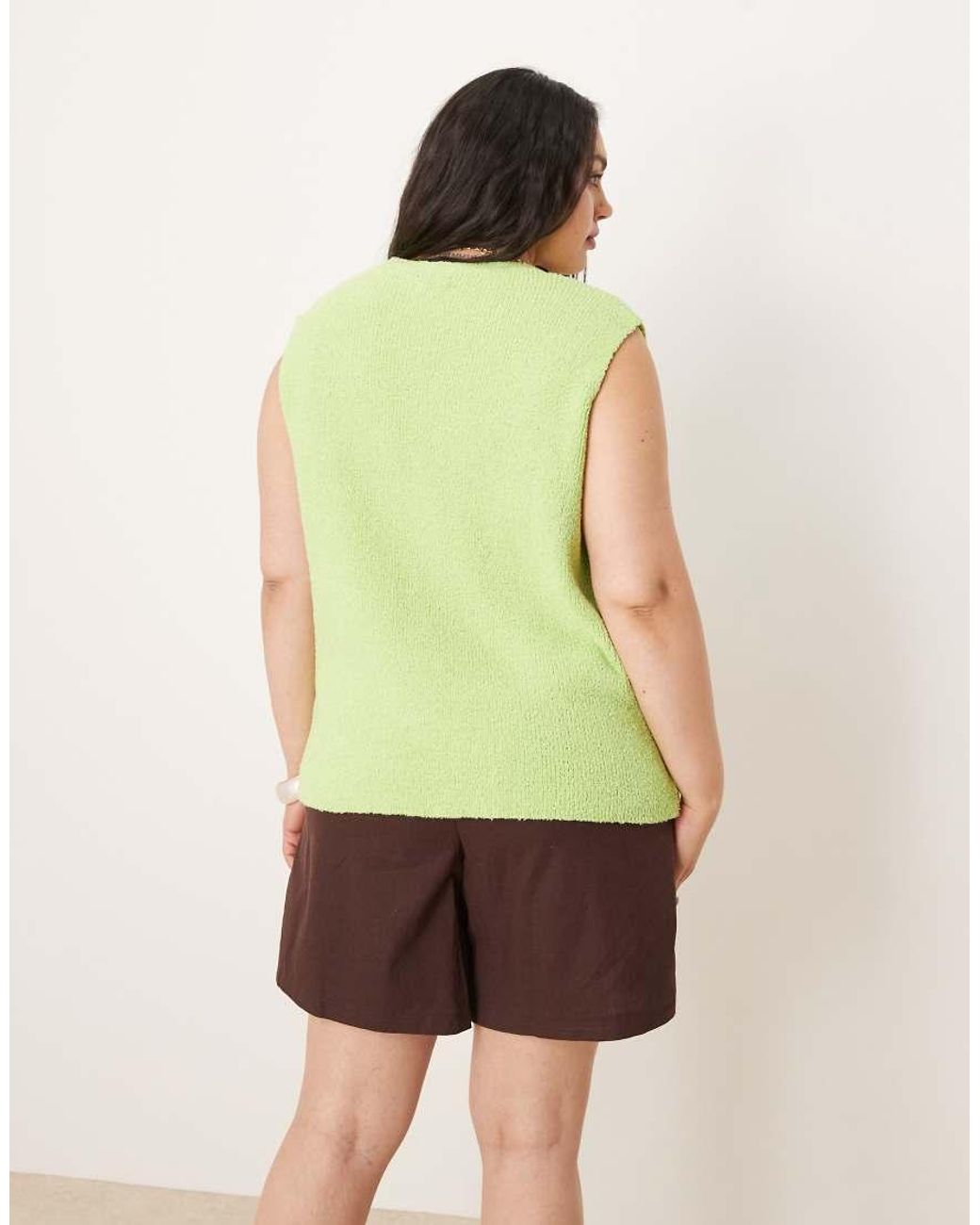 ASOS Green Asos Design Curve Slub Knit Relaxed Fit Waistcoat