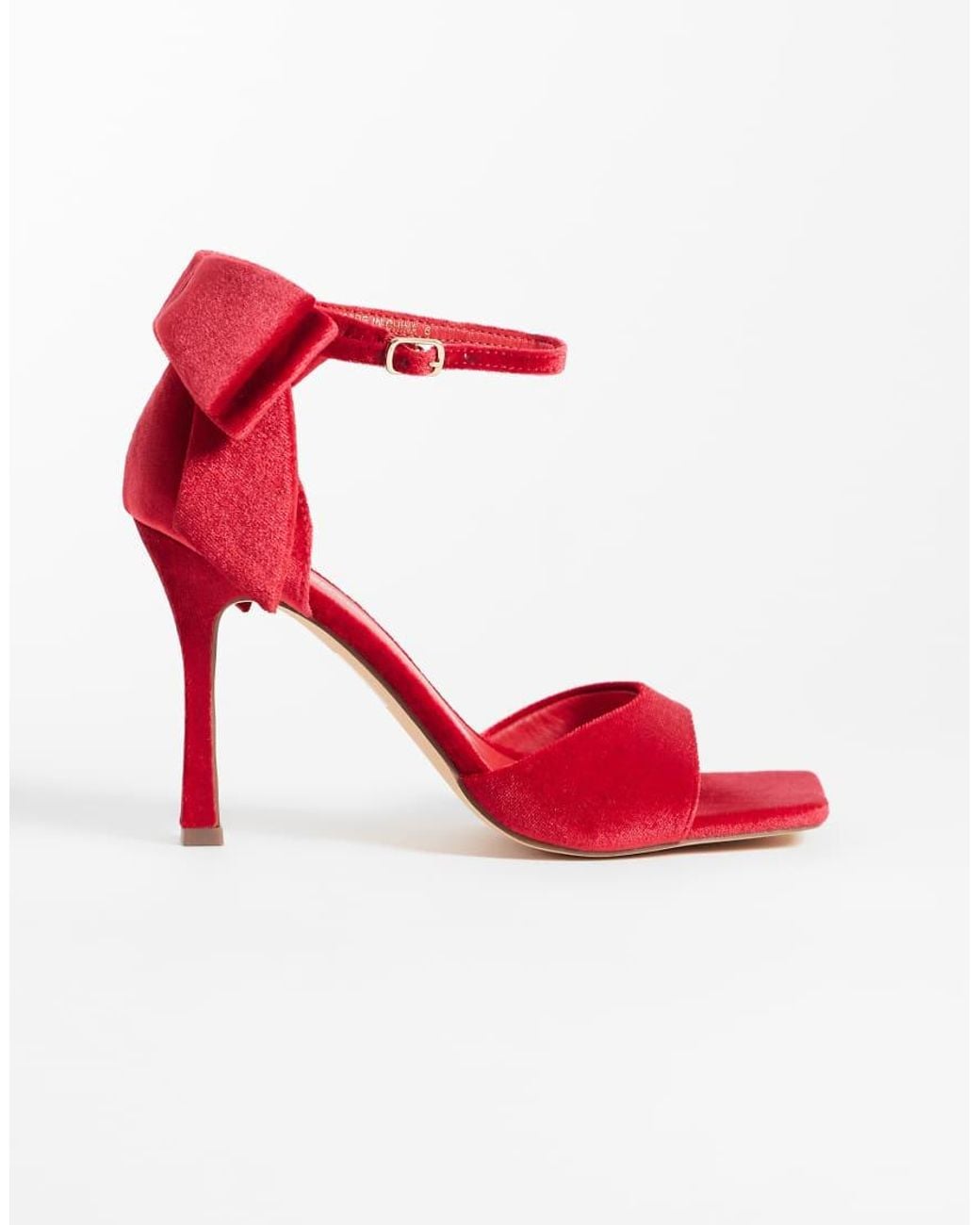 London Rebel Red Mila Bow Detail High Heeled Sandals