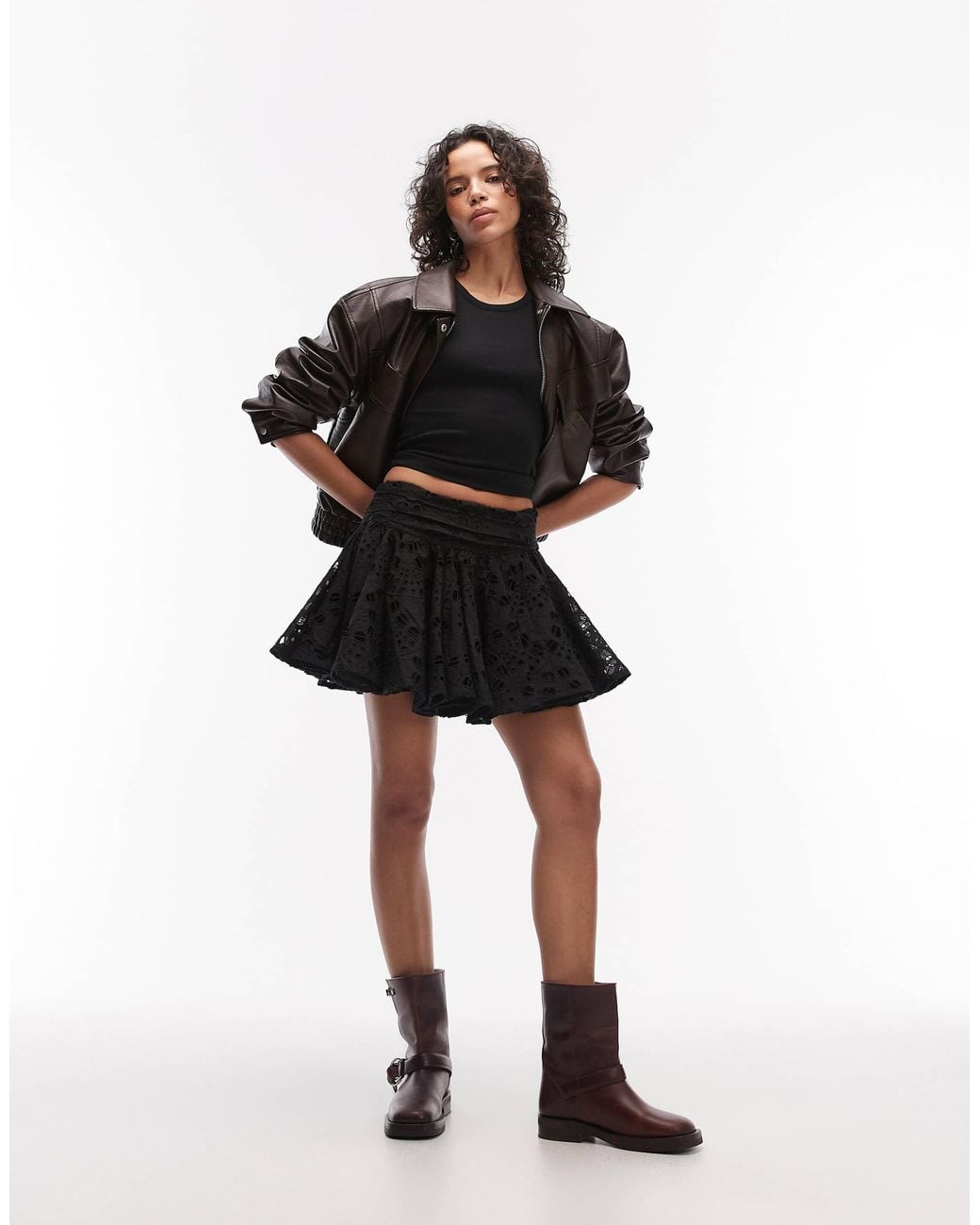 AllSaints Dotty Lace Mini Skirt in Black | Lyst Canada