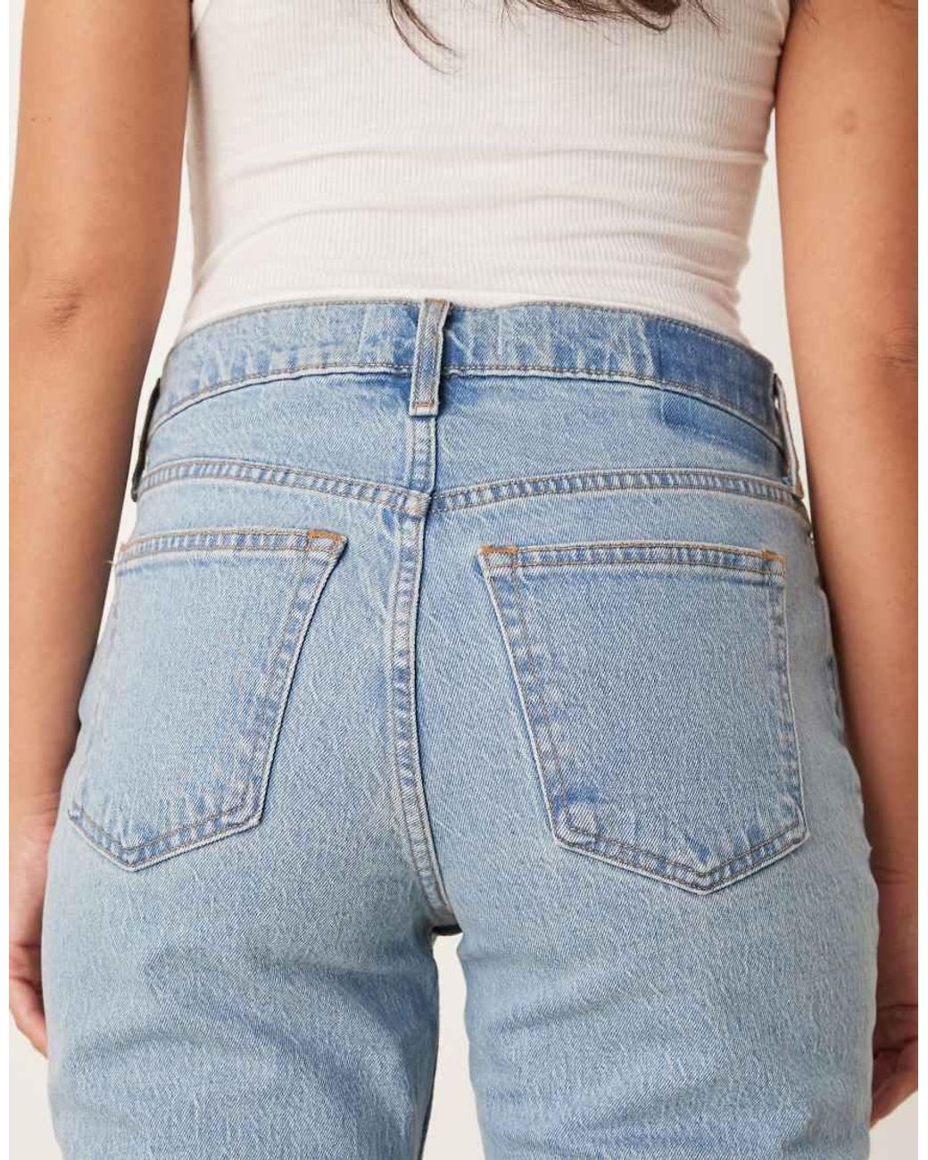 Abercrombie & Fitch Blue Curve Love Mid Rise 90's Straight Jeans