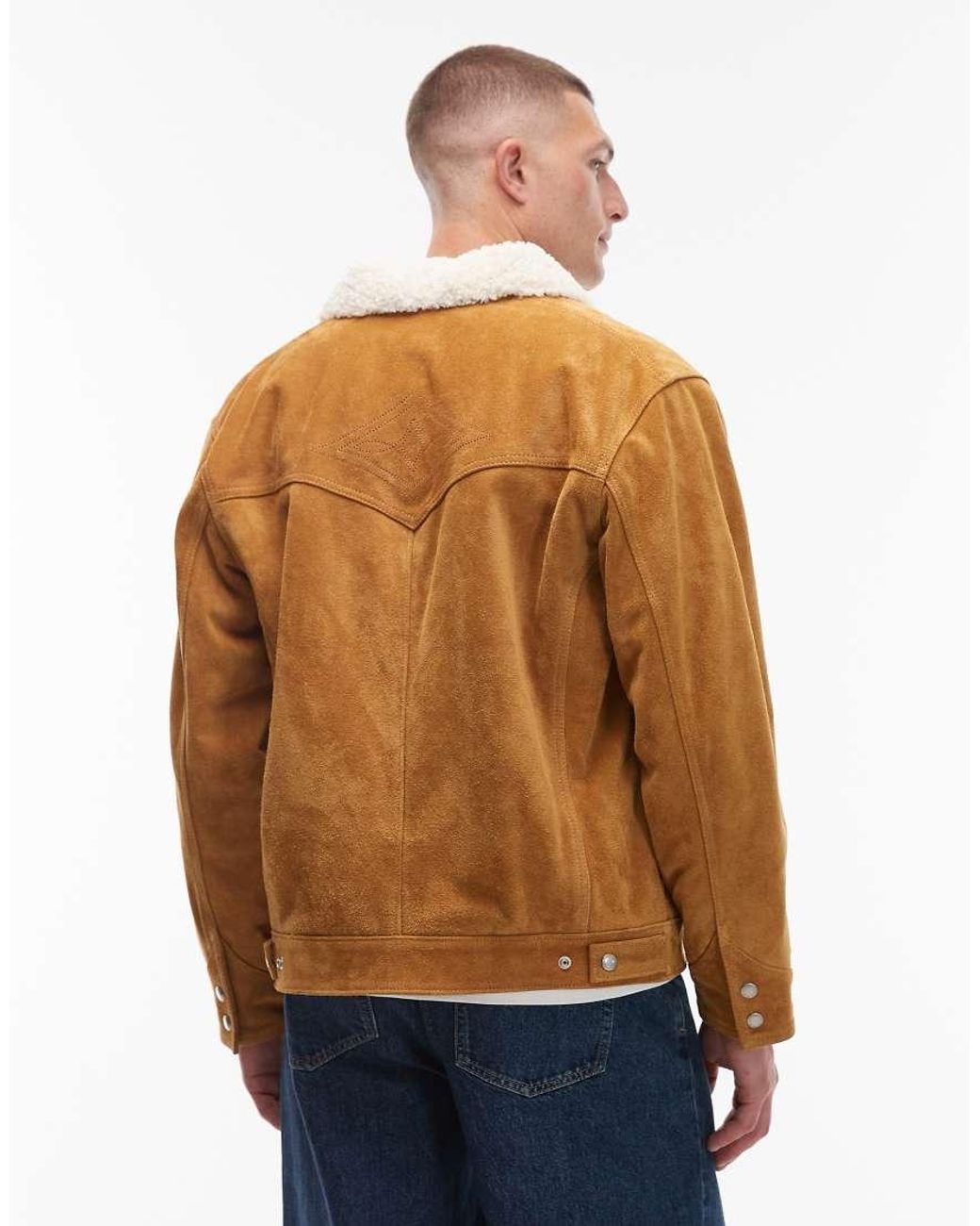 Levi's Blue Western Sherpa Suede Trucker Jacket for men