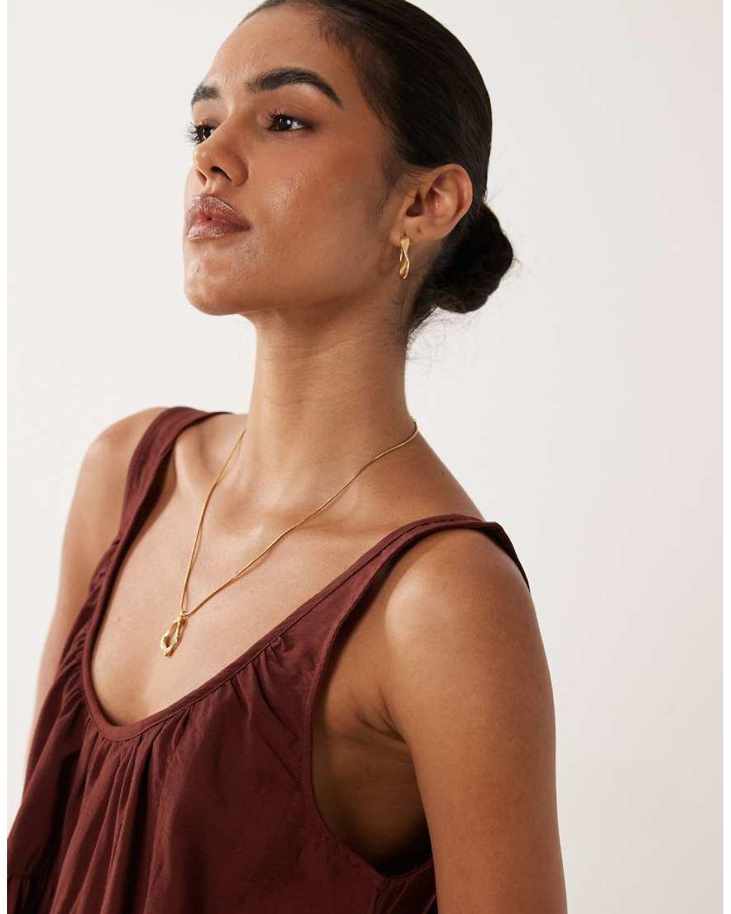ASOS Brown Scoop Neck Peplum Cami Top