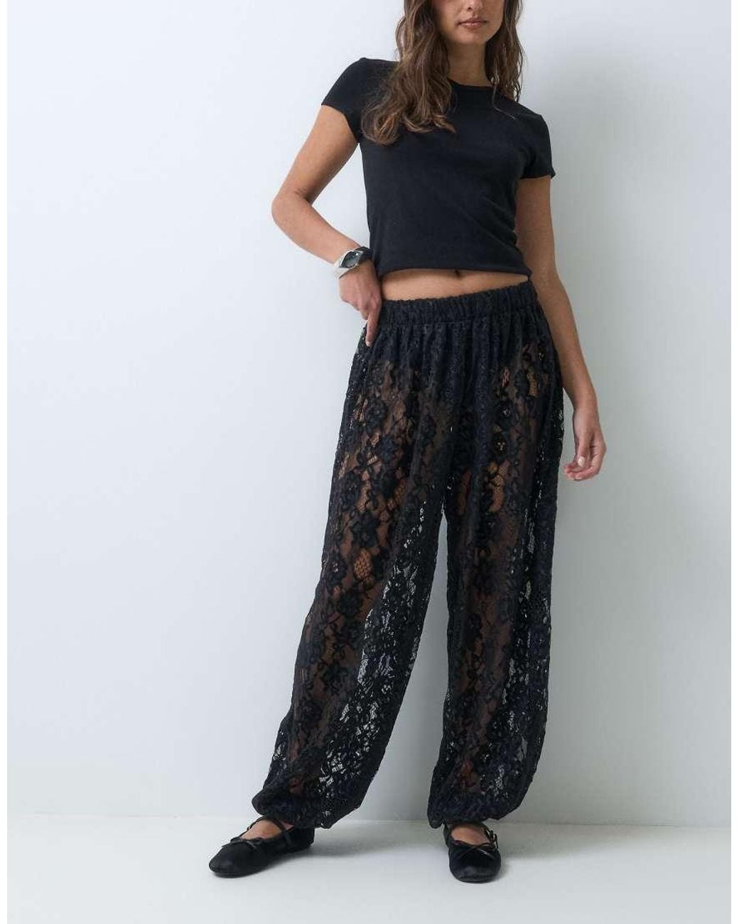 ASOS Black Velvet Lace Balloon Trousers
