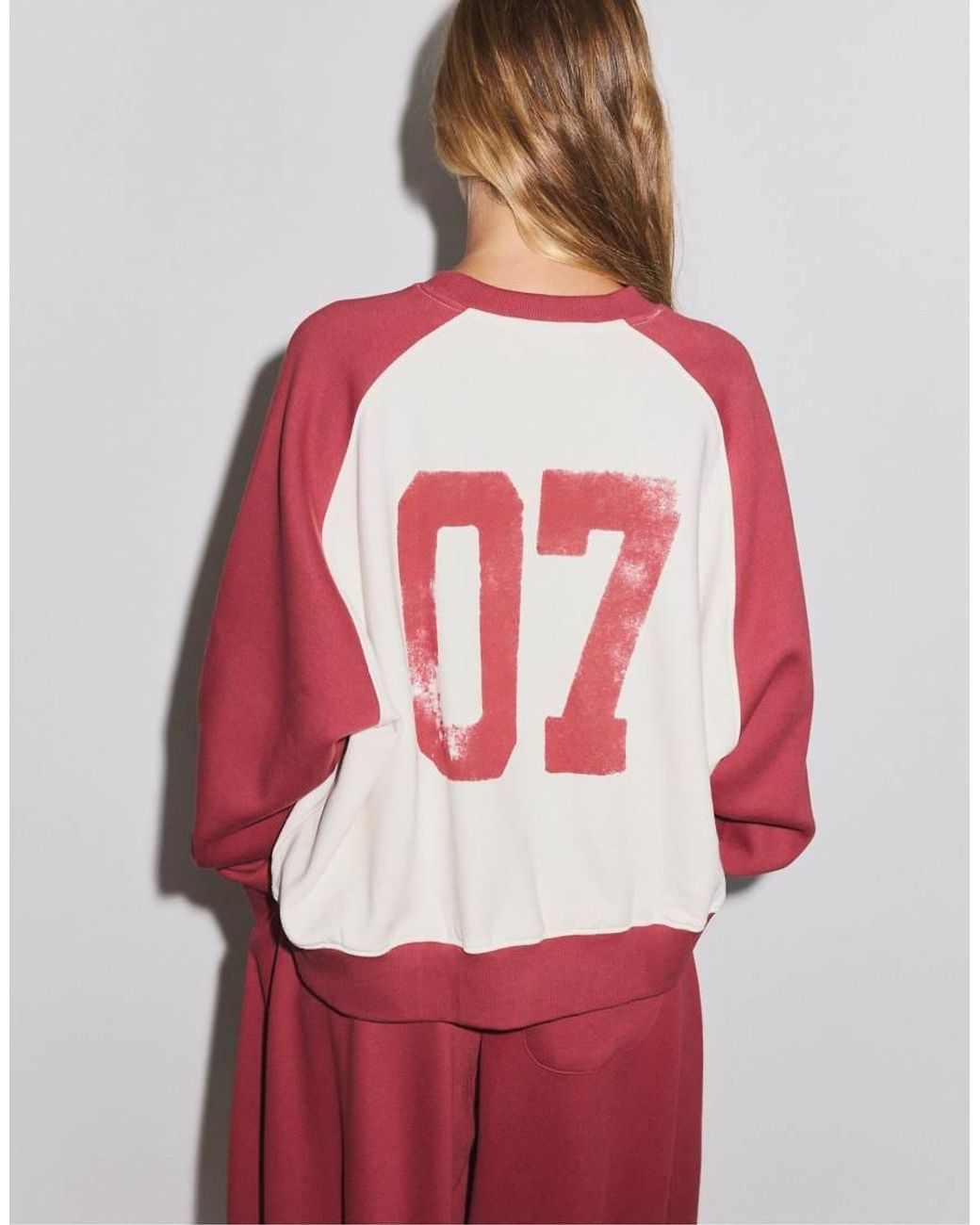 Stradivarius Red Contrast Cropped Sweatshirt