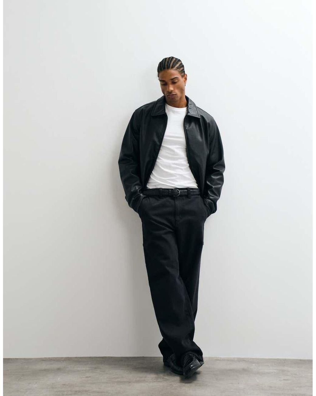 JJ Rebel Blue Faux Leather Zip Up Jacket for men