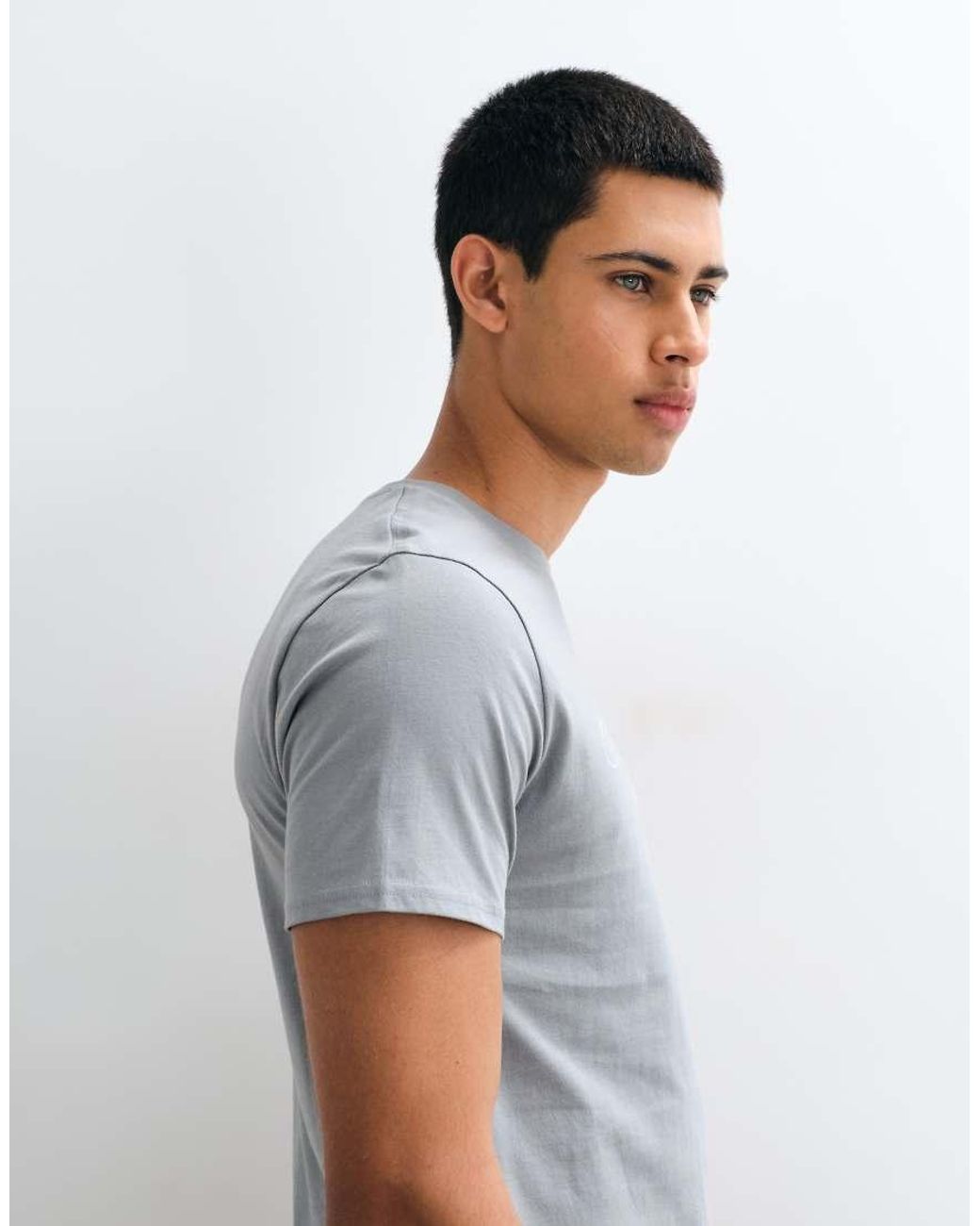 ASOS Gray Slim T-Shirt With Text Graphic for men