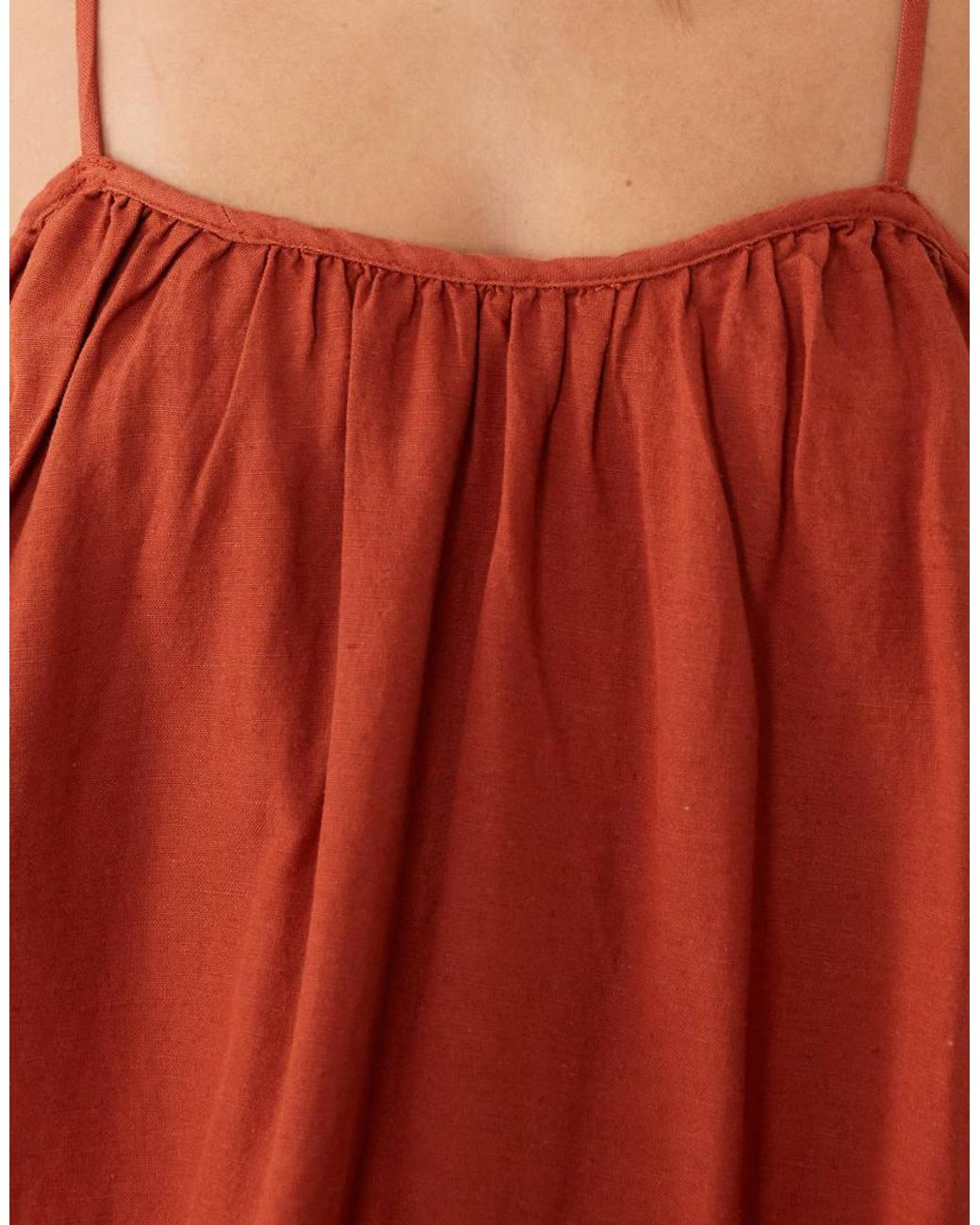 Vila Red Linen Touch Cami Maxi Dress