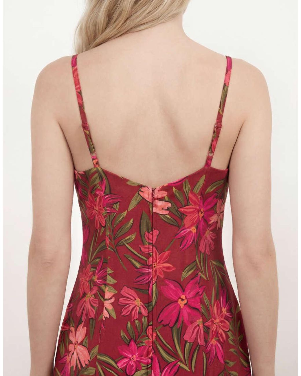 ANAYA Red Floral Cami Ruffle Maxi Dress