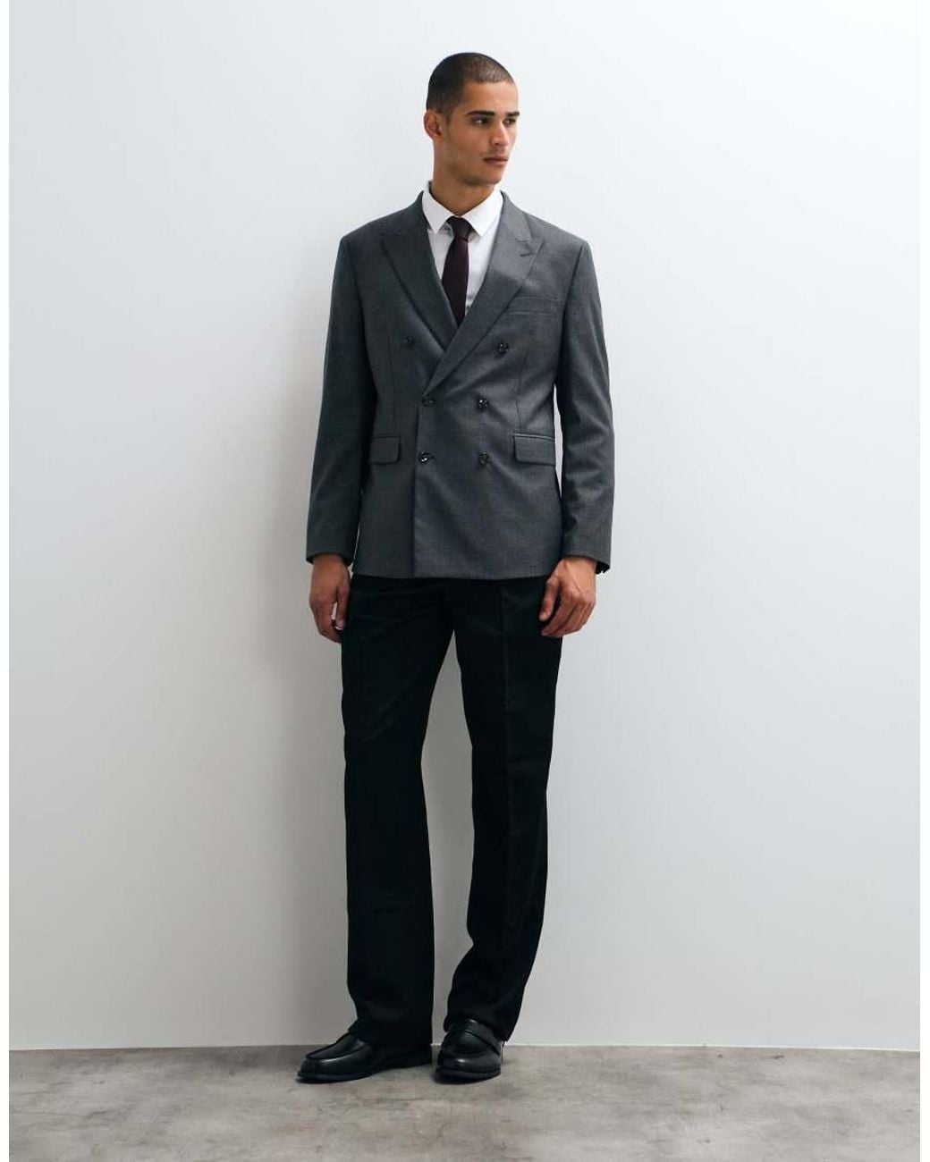Mango Gray Double Breasted Suit Blazer Co-ord for men