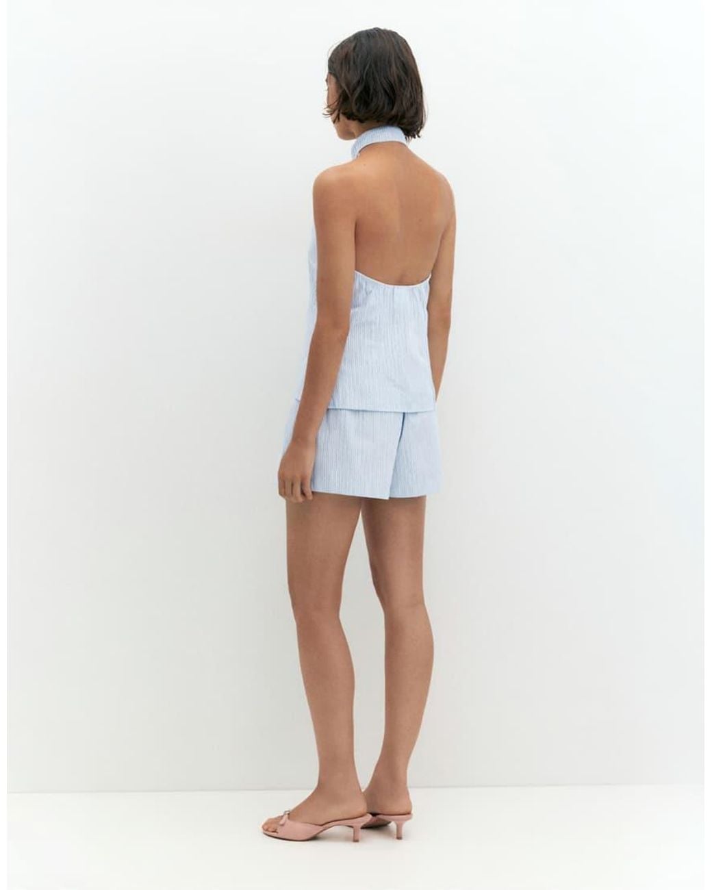 Pull&Bear Blue Striped Halter Top With Toggles