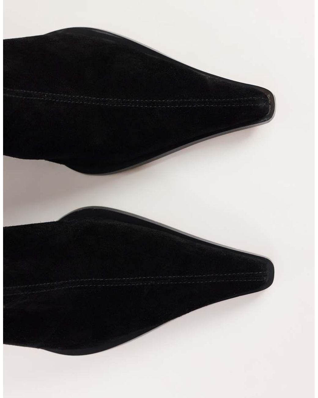 TOPSHOP Black Penny Real Suede Block Heel Pointed Toe Ankle Boots