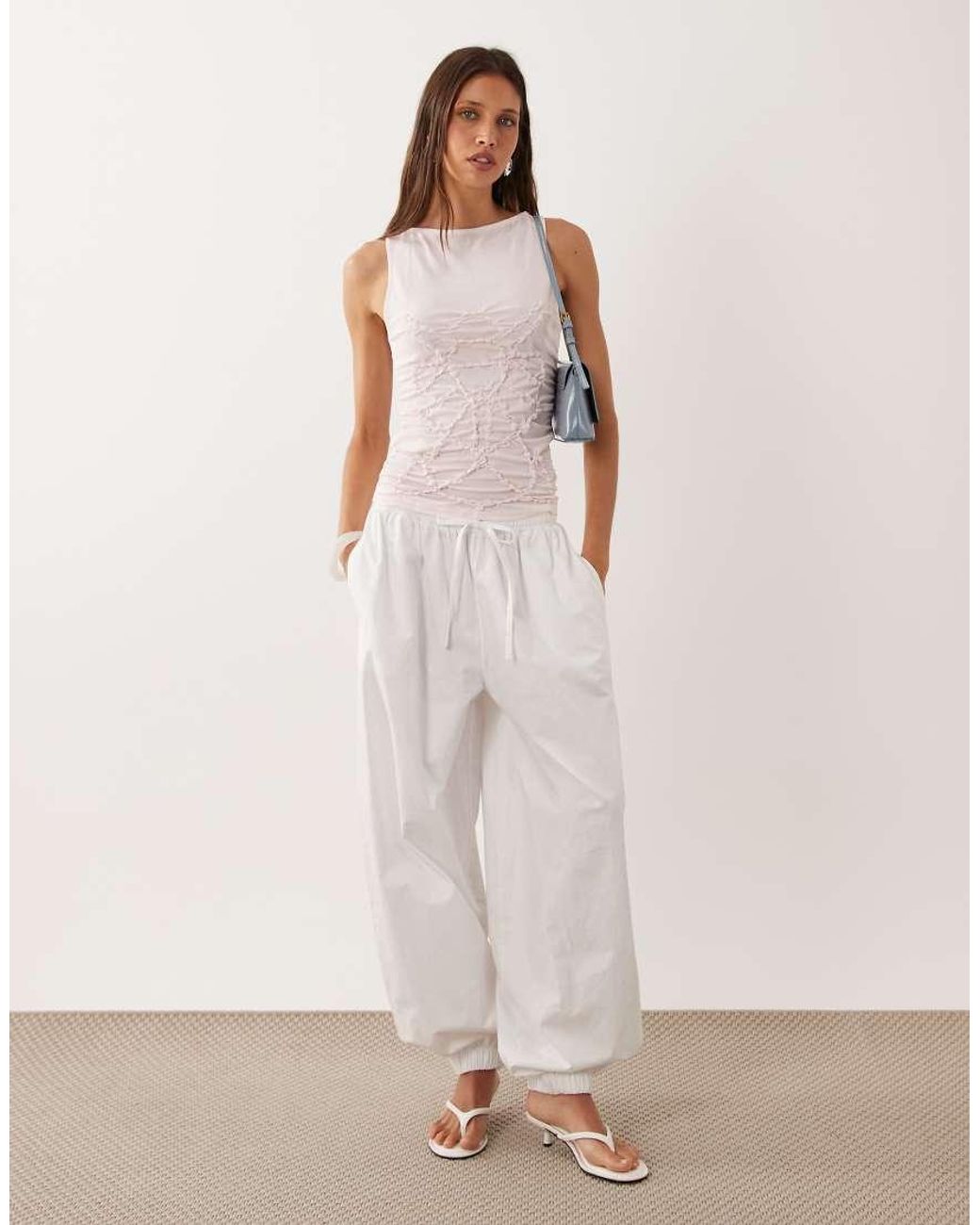 Mango White Sleeveless Textured Top