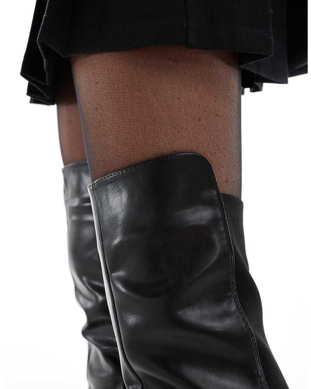SEQWL Wide Fit Black Bellini Over The Knee Riding Boots