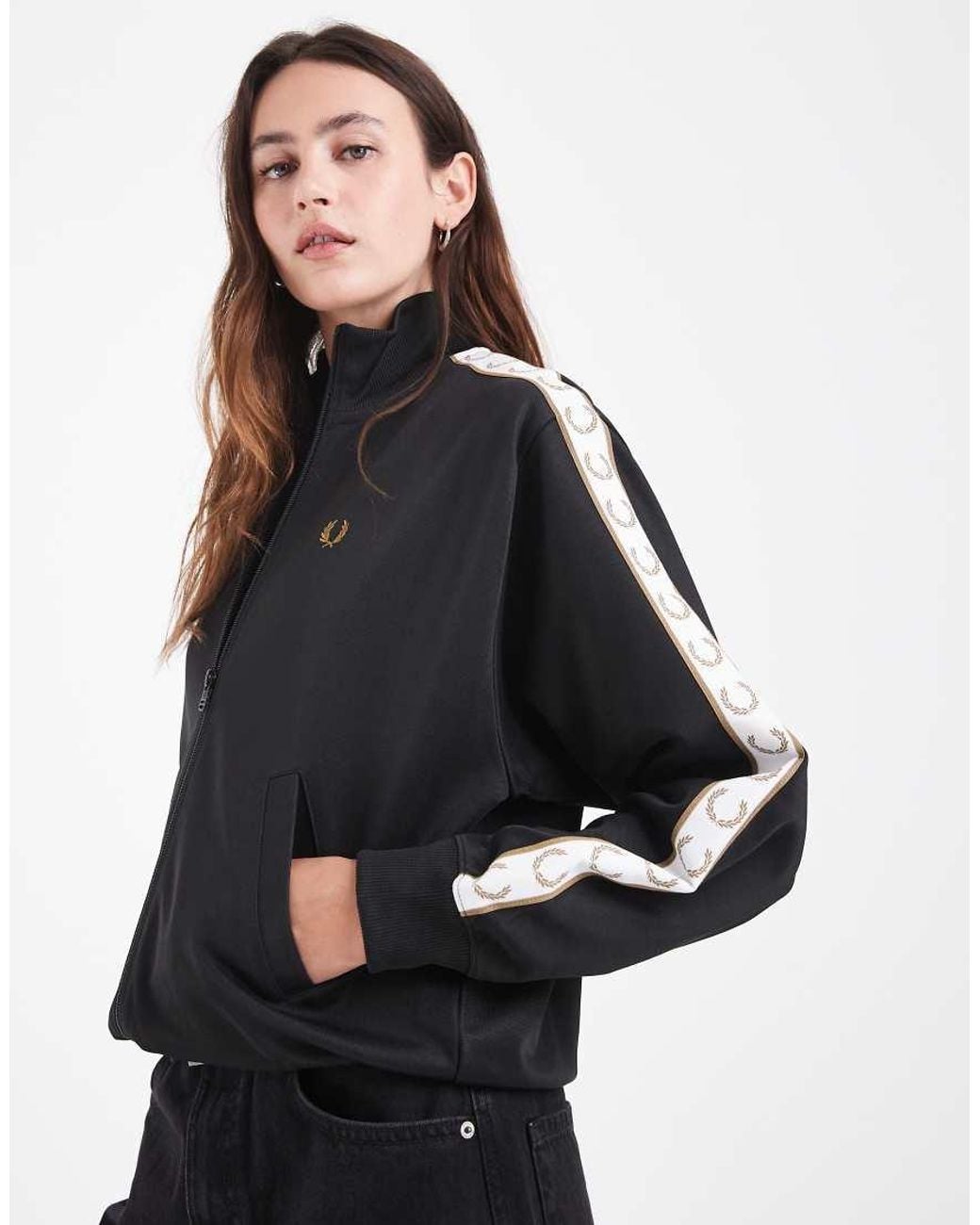 Fred Perry Blue Zip Through Taped Logo Track Jacket