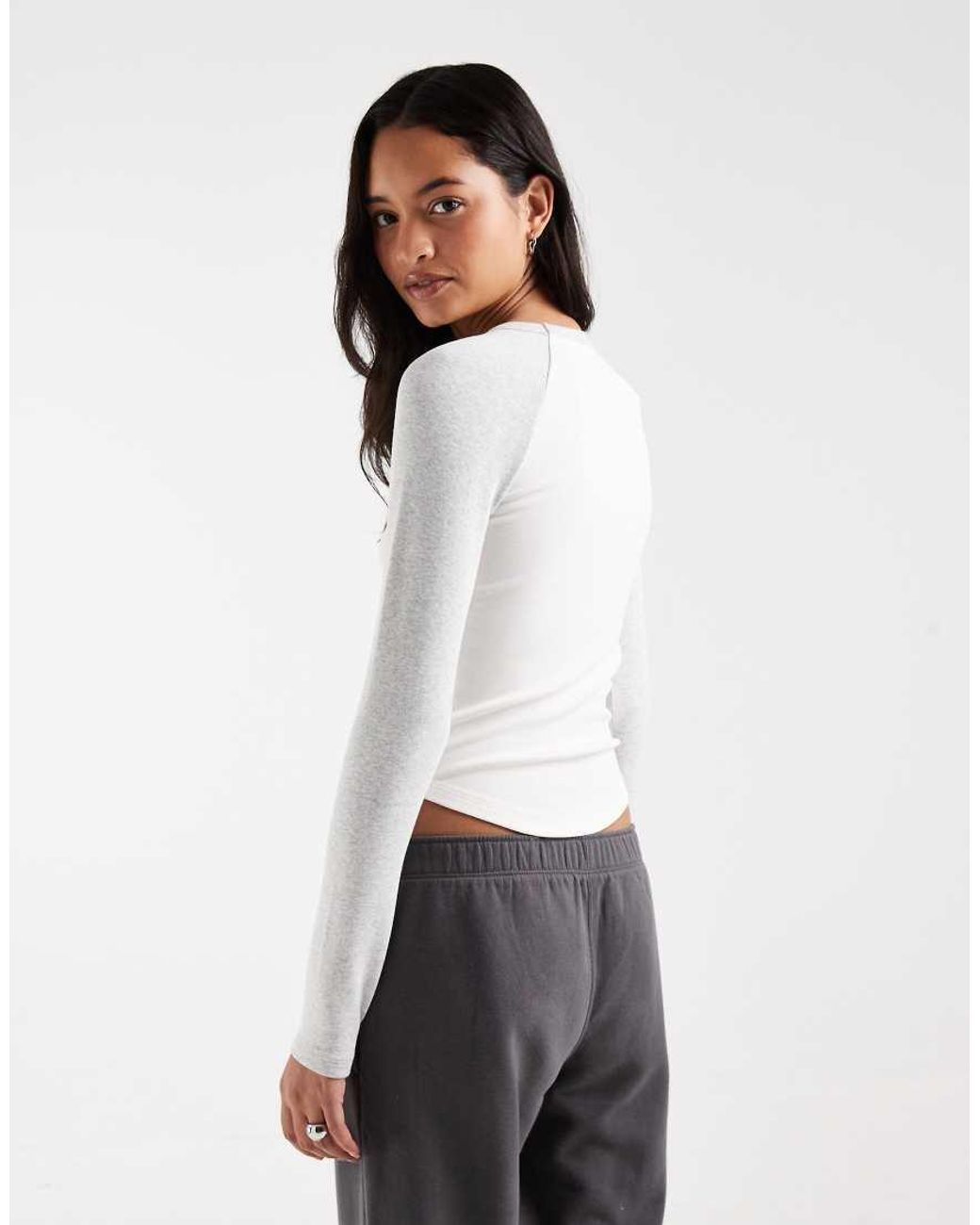 Hollister Gray Long Sleeve Raglan Crew Neck T-shirt