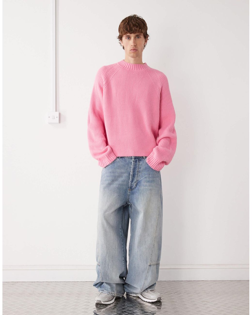 Collusion – kastiger strickpullover in Pink für Herren