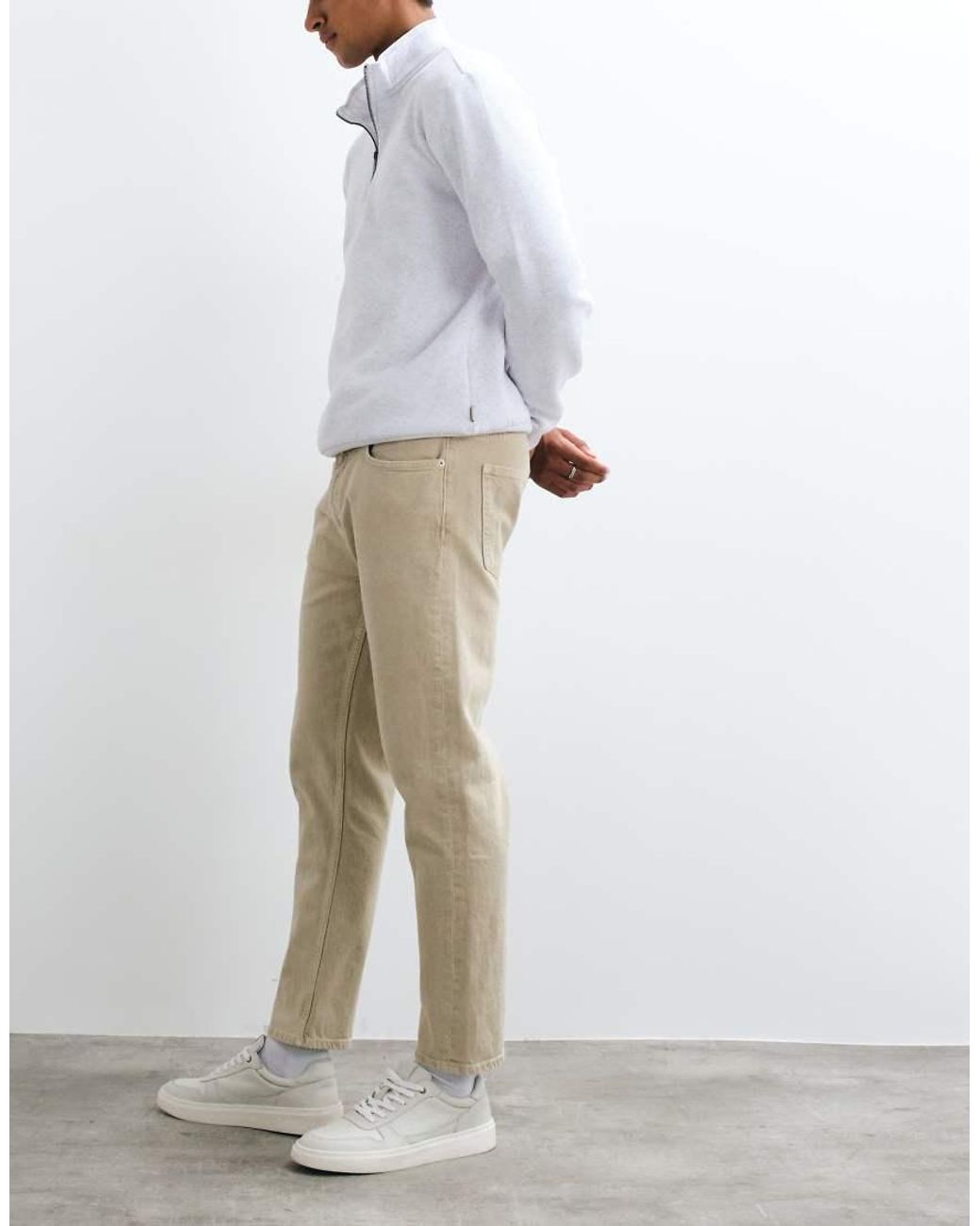 Mango White Tapered Jean for men