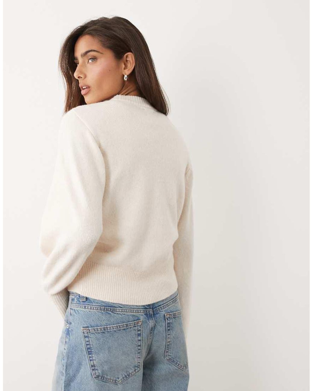 ASOS Natural Waisted Wool-blend Crew Neck Jumper