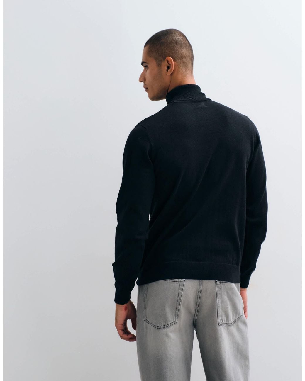Threadbare Blue Knitted Turtleneck Sweater for men
