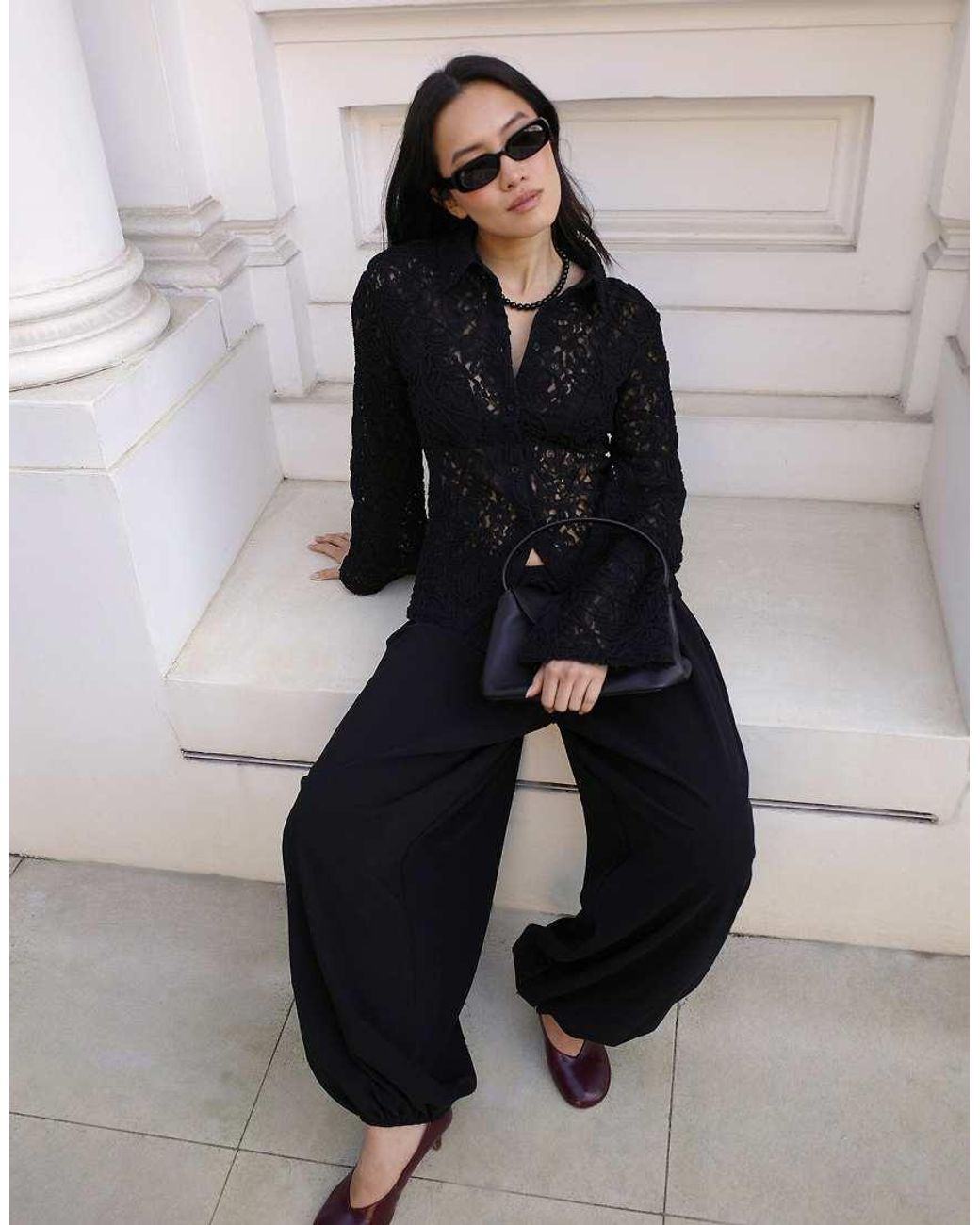 NA-KD Black Lace Shirt