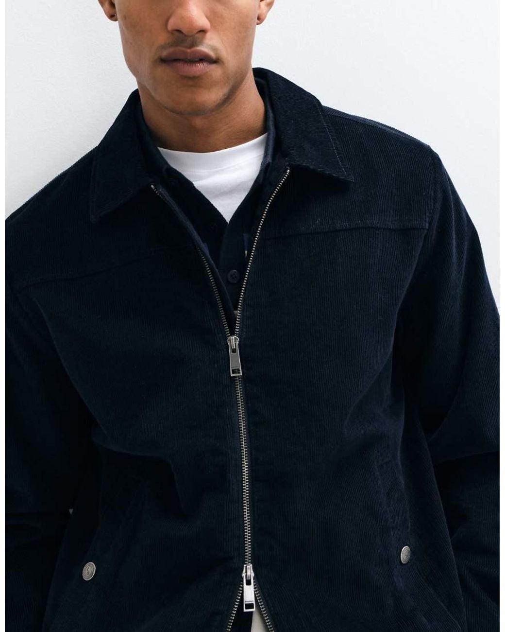 Threadbare Blue Zip Thru Corurow Jacket for men
