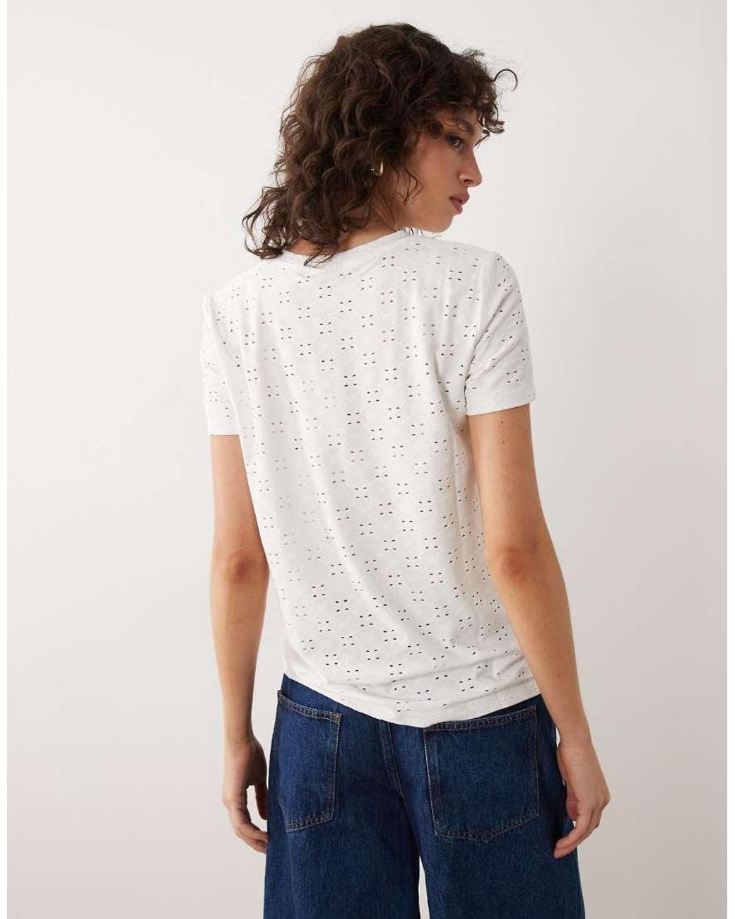 Jdy White Jersey Broderie T-Shirt