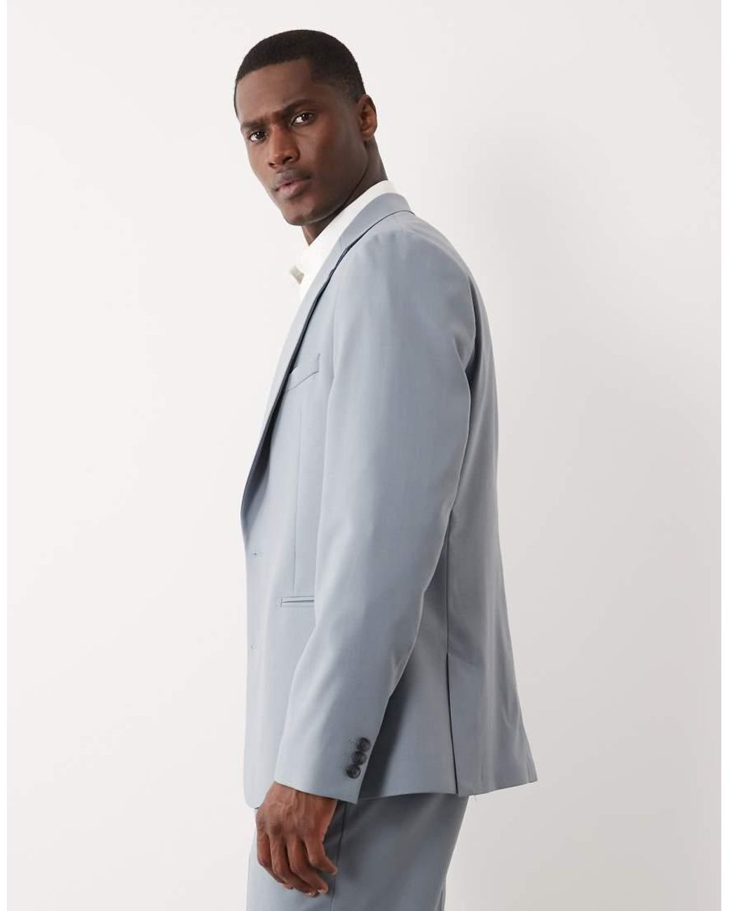 ASOS Blue 100% Summer Wool Slim Suit Jacket for men