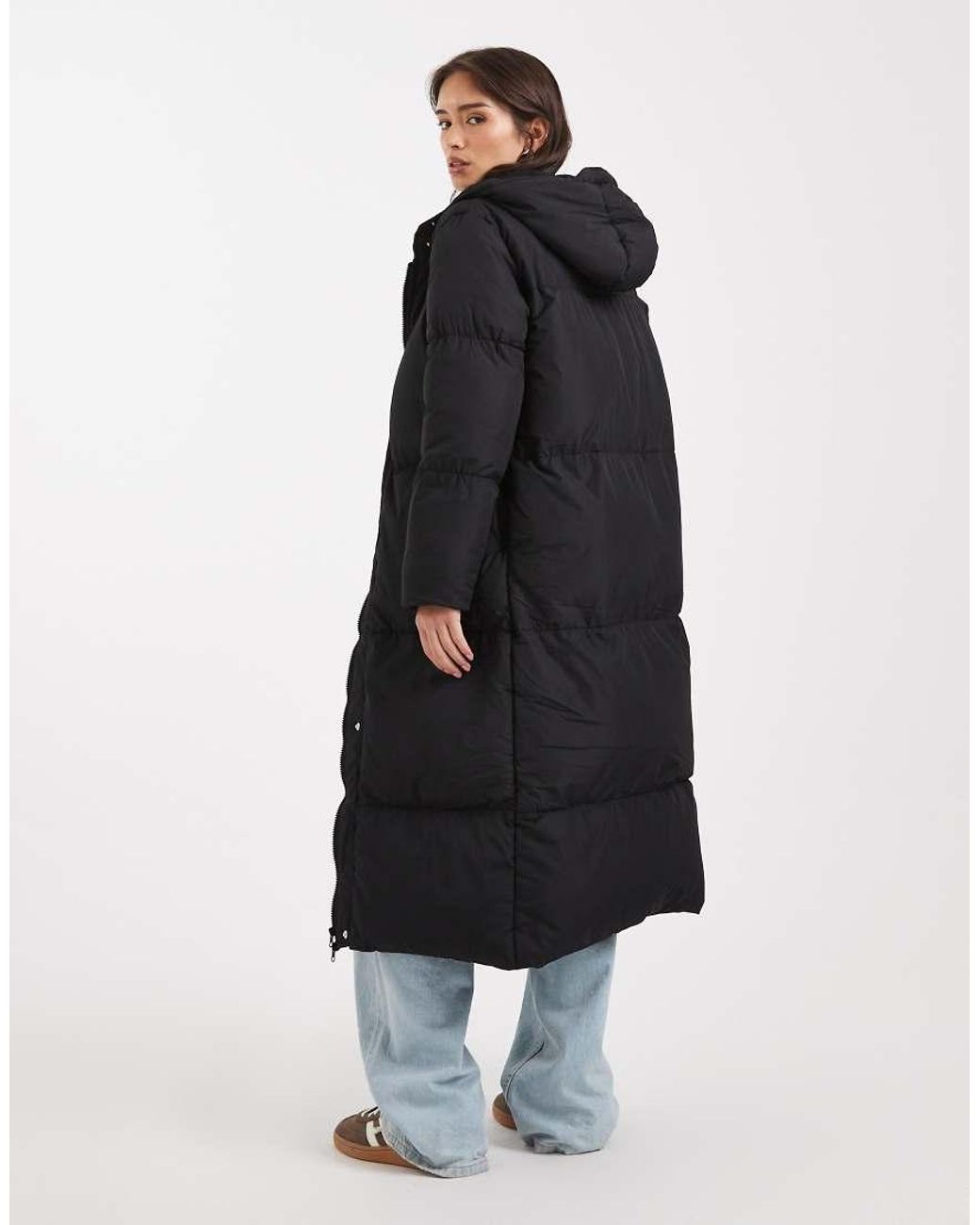 Threadbare Blue Maxi Puffer Coat With Hood