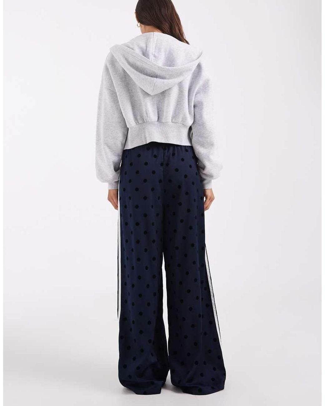 Adidas Originals Blue Wide Leg Satin Track Pants