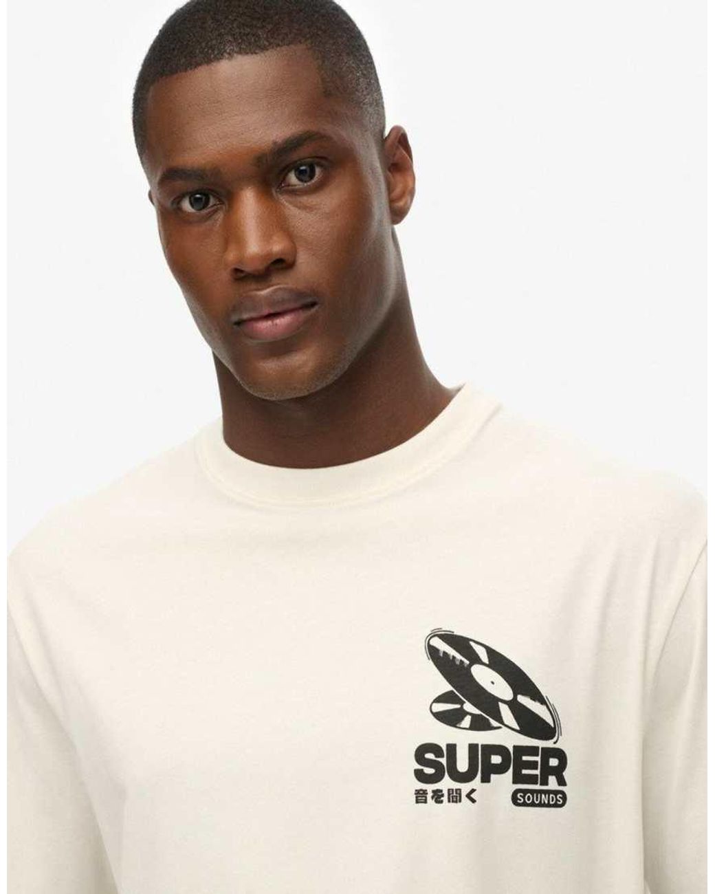Superdry White Record Label Oversized T-Shirt for men