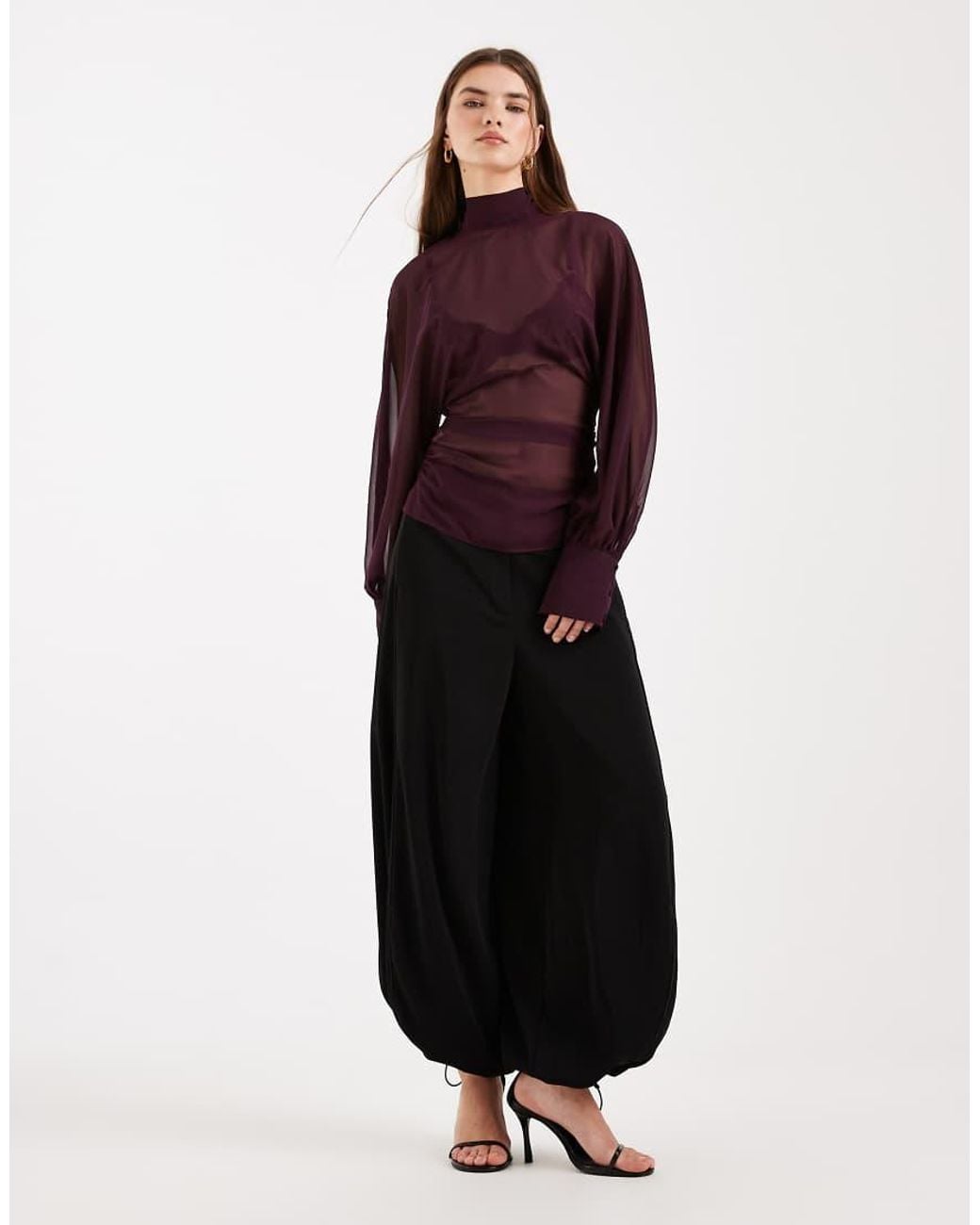ASOS Purple Batwing High Neck Blouse