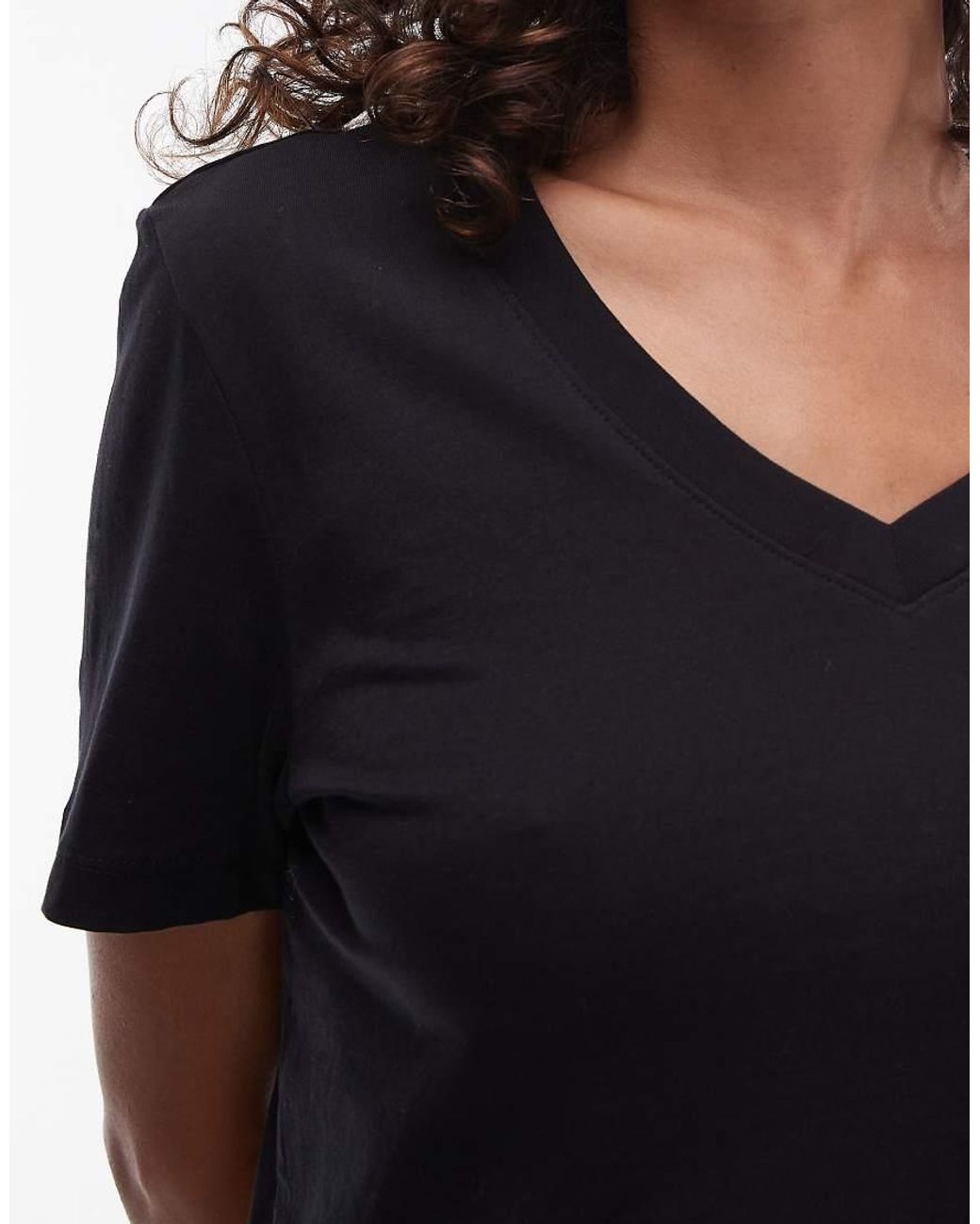 SELECTED Black Essential V-Neck Short Sleeve T-Shirt