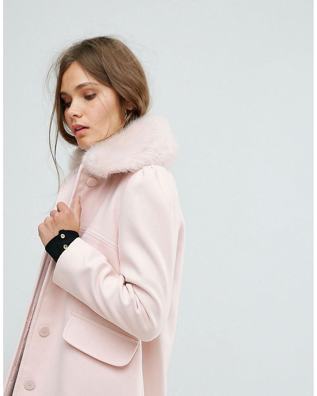 Peacoat with shop fur collar womens